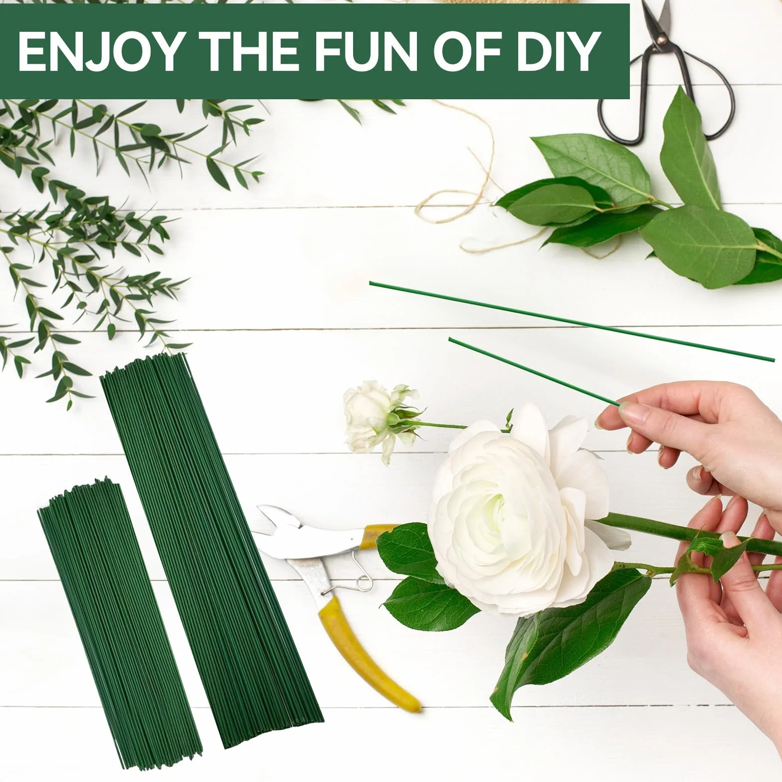Drut florystyczny 2 mm 30 cm zielony 100 sztuk do kwiatów