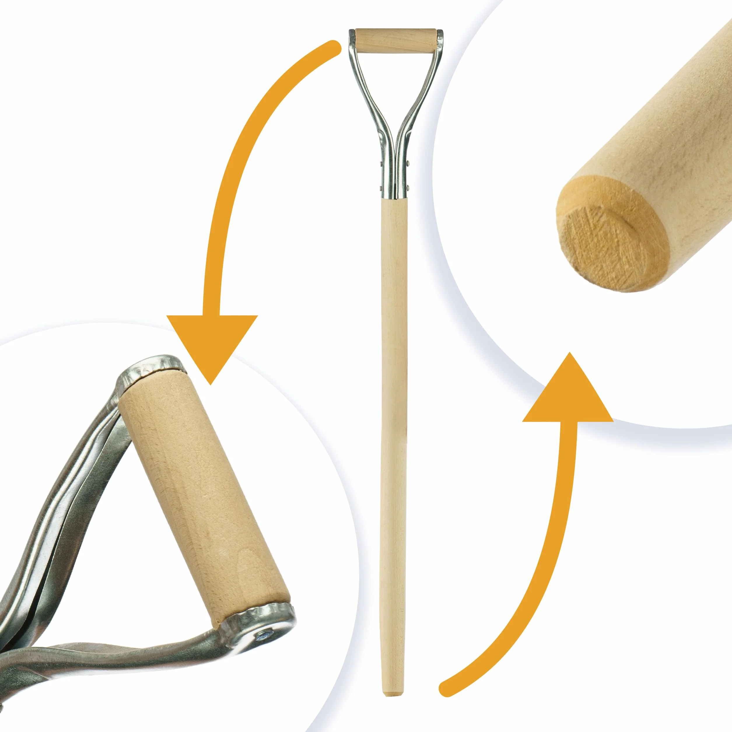 Trzonek Drewniany 95 cm do Łopaty, Szpadla z Drewna Bukowego z Uchwytem Metalowym