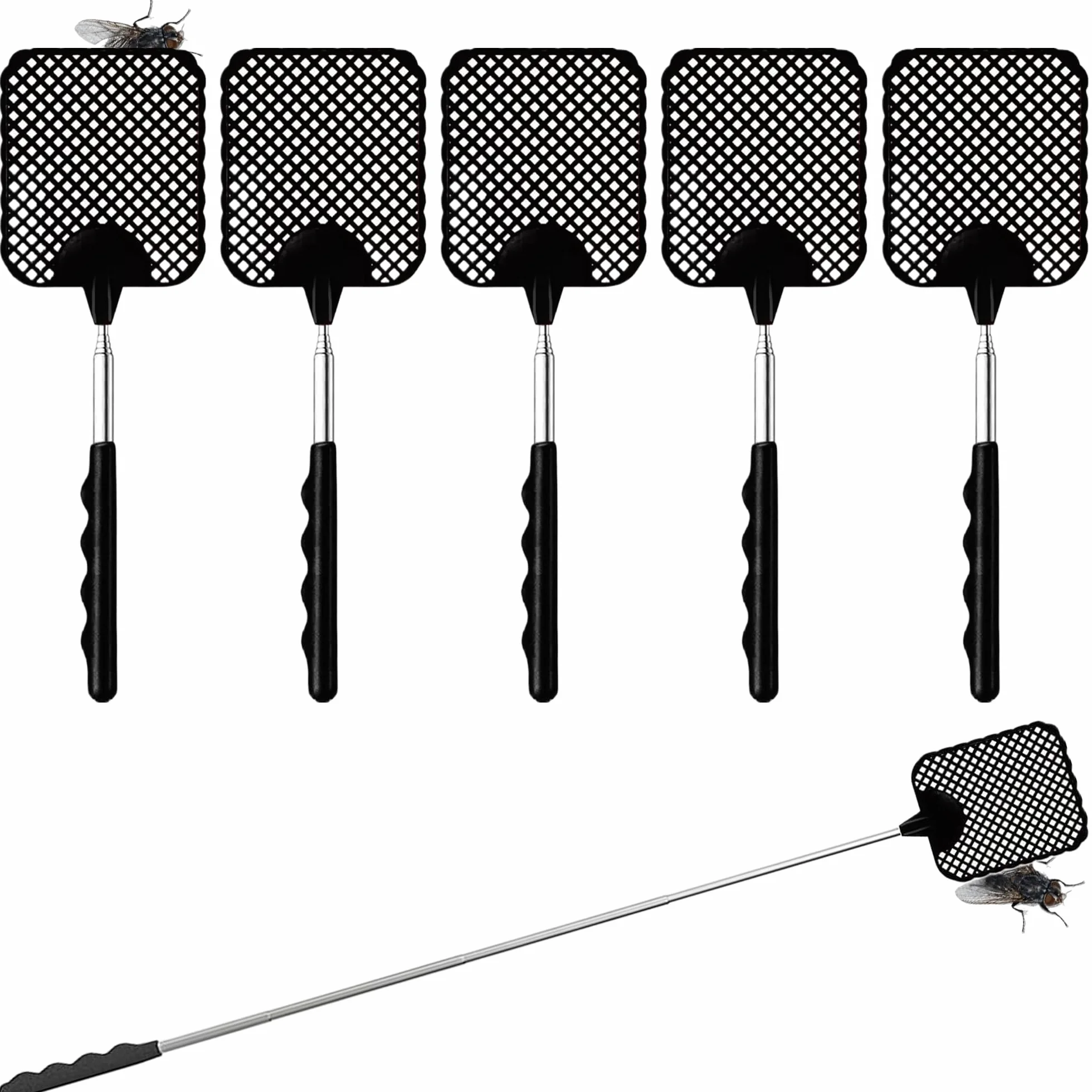 MAEXUS 5 sztuk teleskopowa łapka na muchy 26-73 cm czarna
