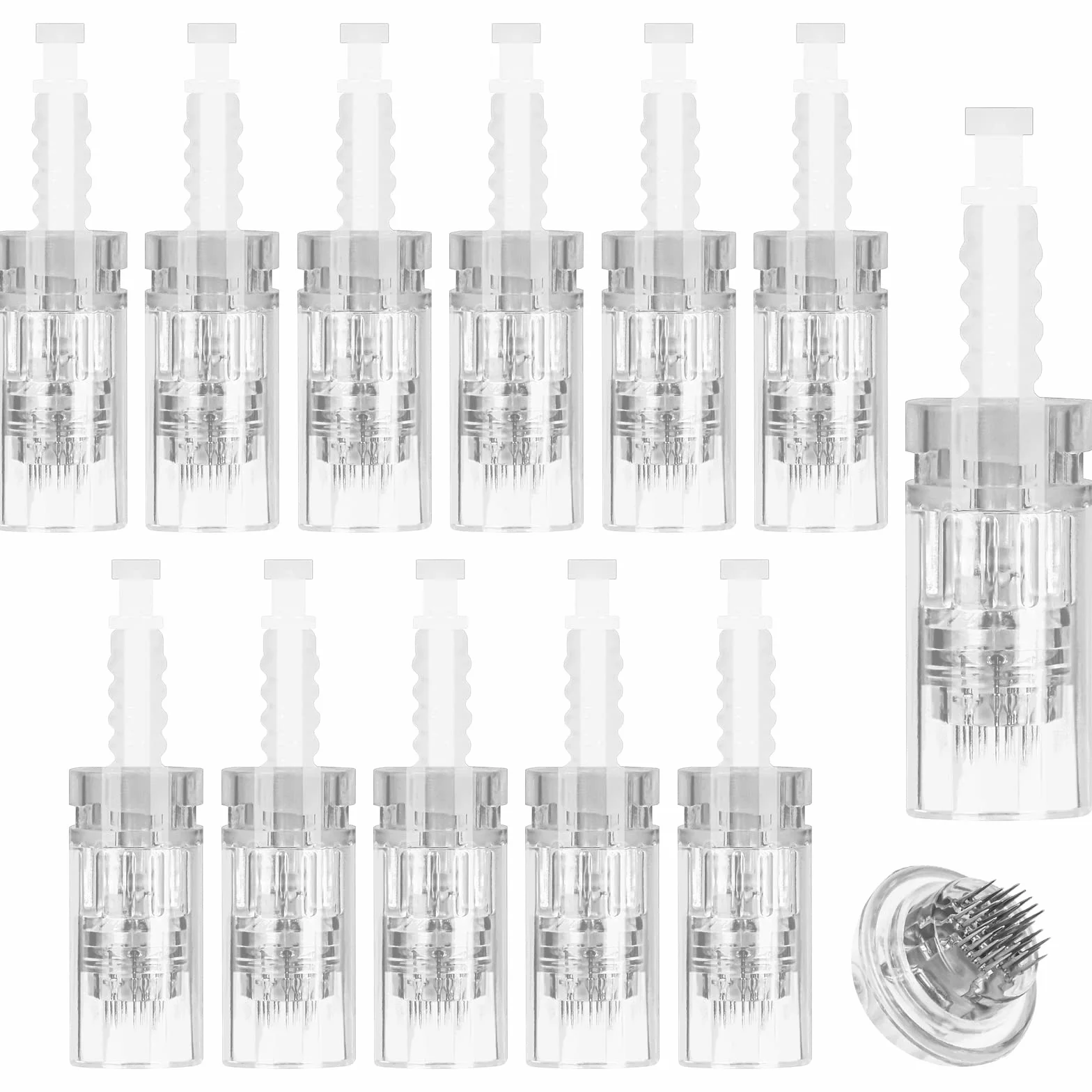LOPHE Microneedling, 12 sztuk mikro igieł Derma Pen Micro Needling, Microneedle Nano Igły z regulowanymi bagnetami, igły wkładów z mikro igłami do Derma Pen(#36pin)