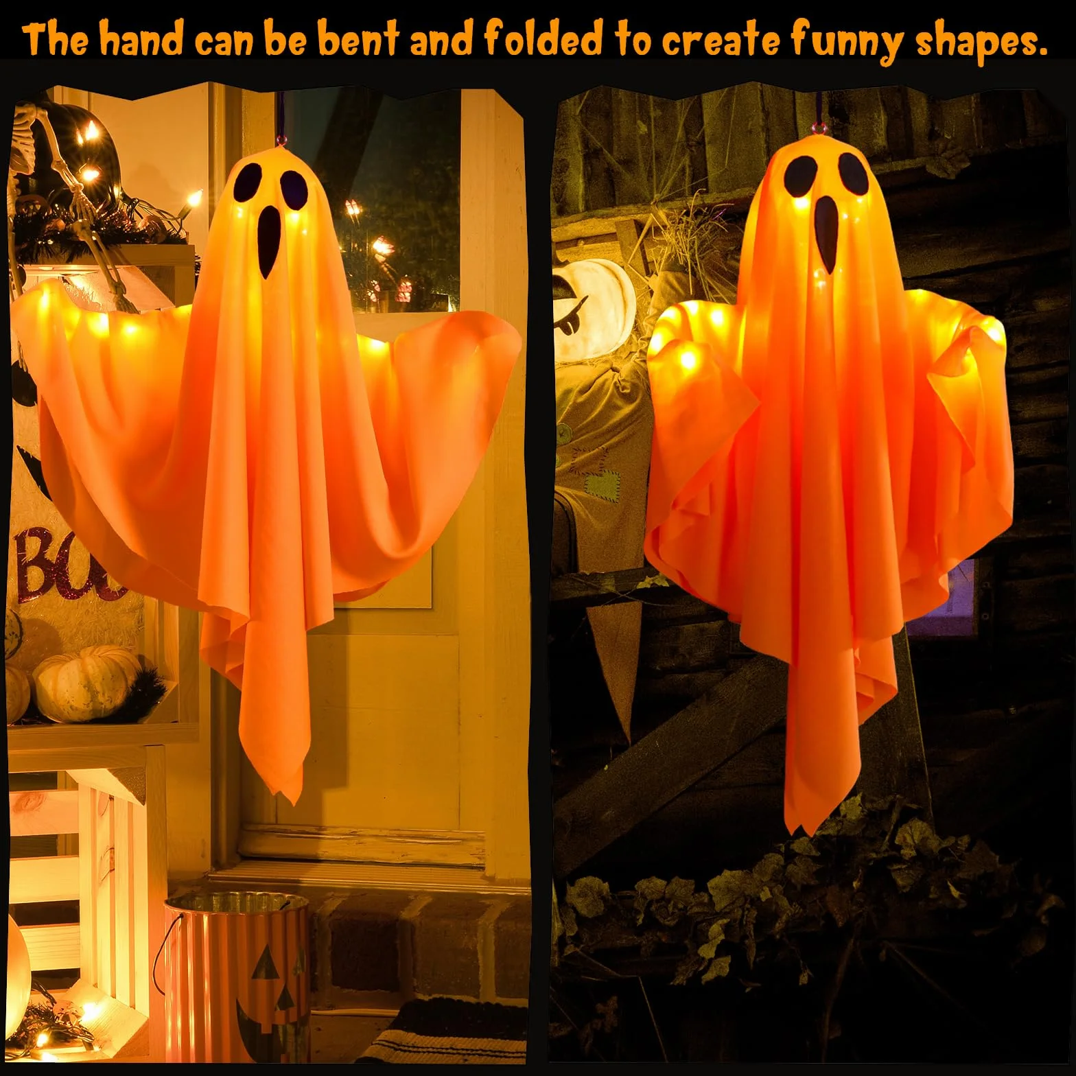 Dekoracje na Halloween z oświetleniem LED wiszące 4 sztuki