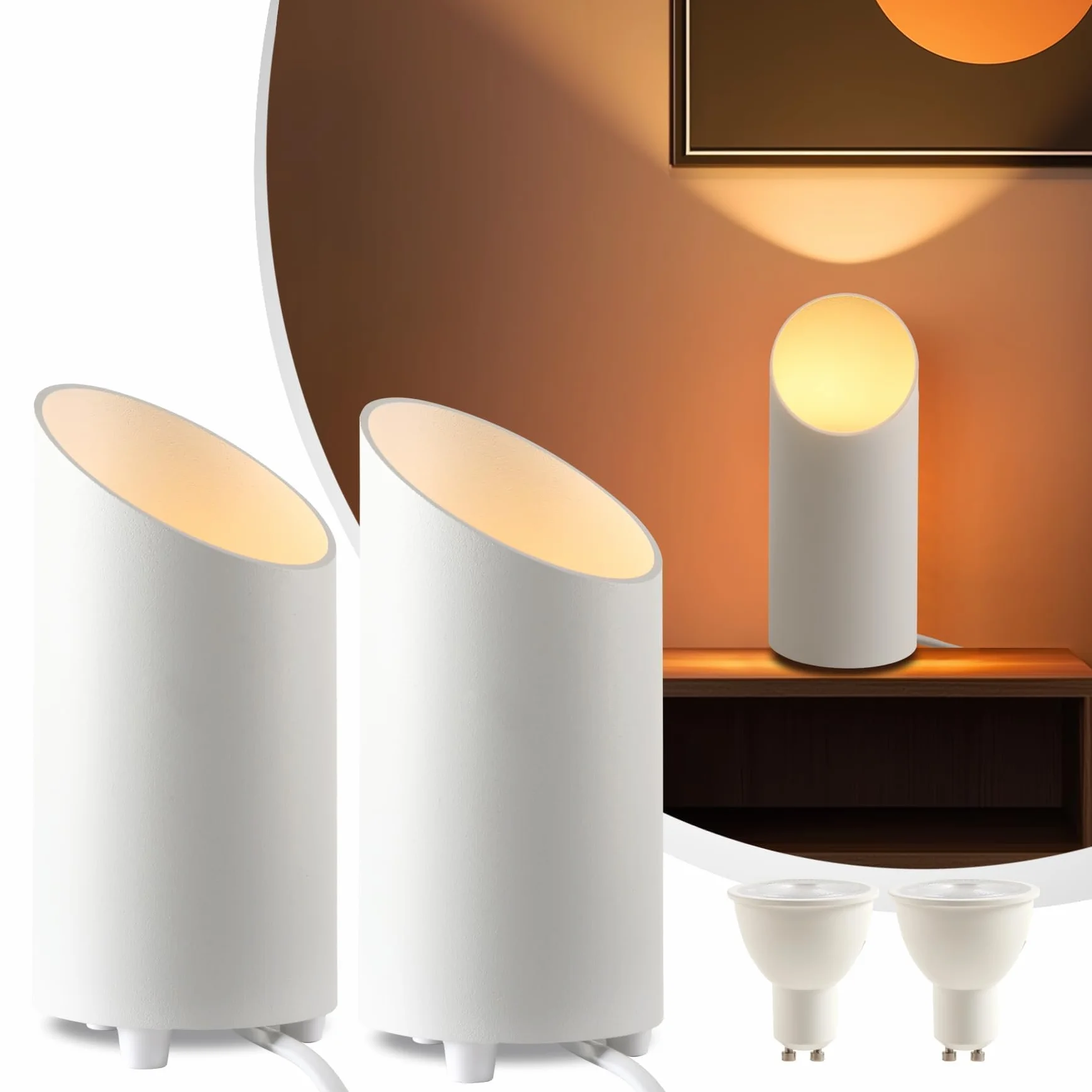 Uplight Lampa podłogowa LED z przełącznikiem nożnym, oświetlenie pośrednie do wnętrz, 3 temperatury barwowe, lampa LED GU10, 6 W, 700 lm, 2 sztuki w zestawie