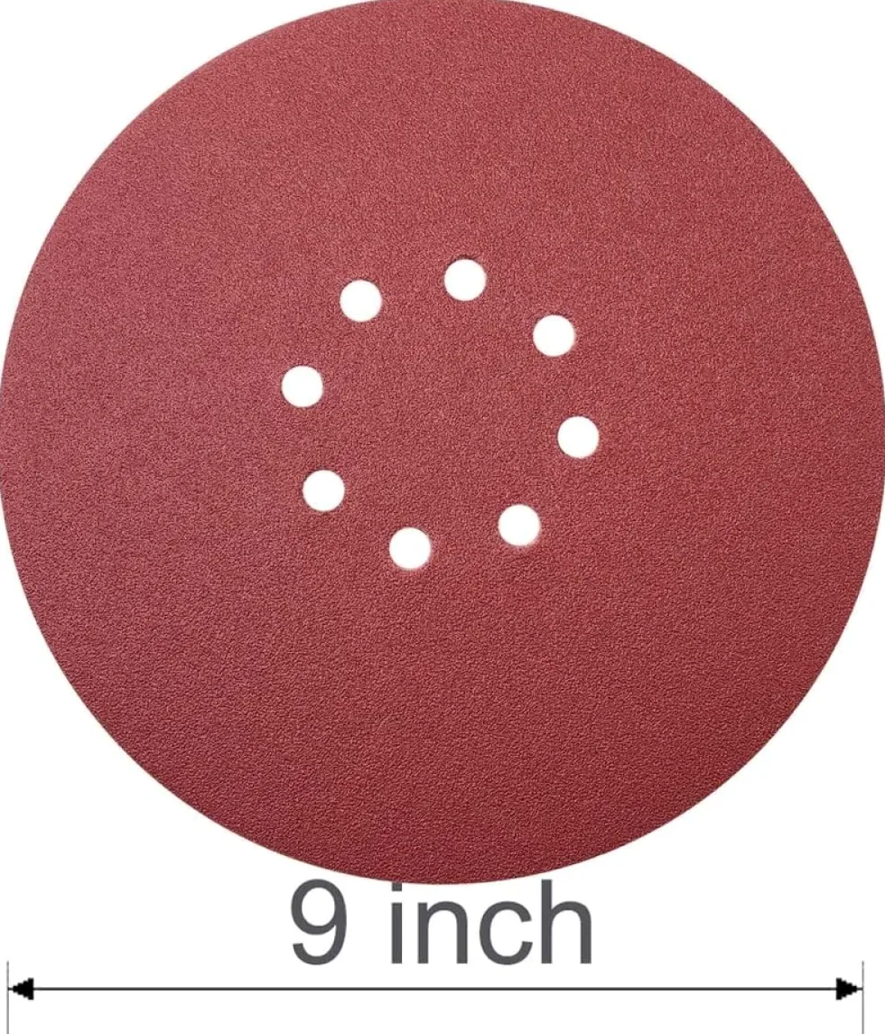 10 sztuk 9 Cal 8 Hole Hook Loop papier ścierny 60-2000 Grys 225mm Ścierna tarcza szlifierska do szlifierki do płyt kartonowo-gipsowych Wykończenie mebli drewnianych, 180