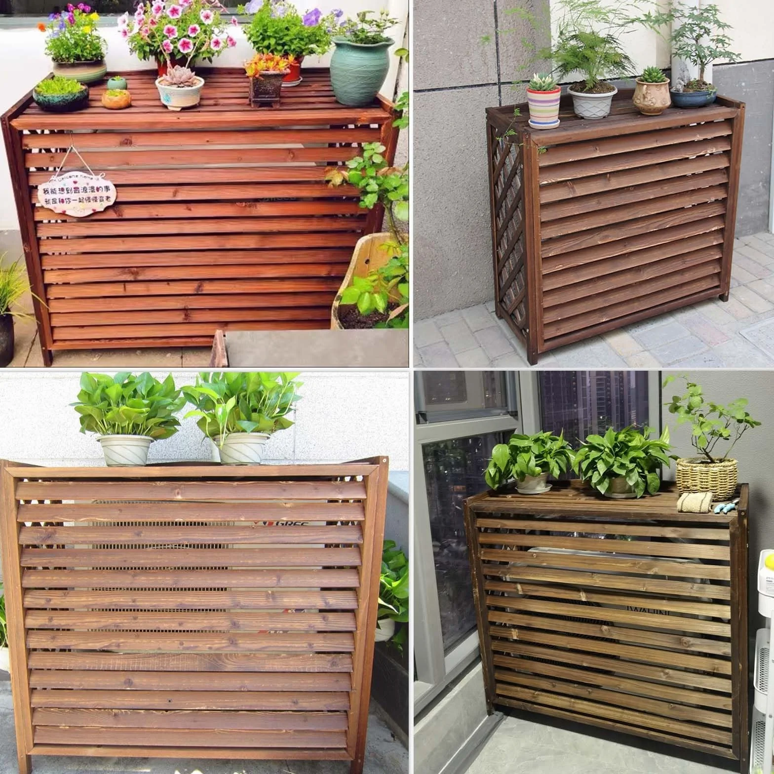 Drewniana Osłona Klimatyzatora Split 86x35x80cm Odporna na Słońce i Wodę