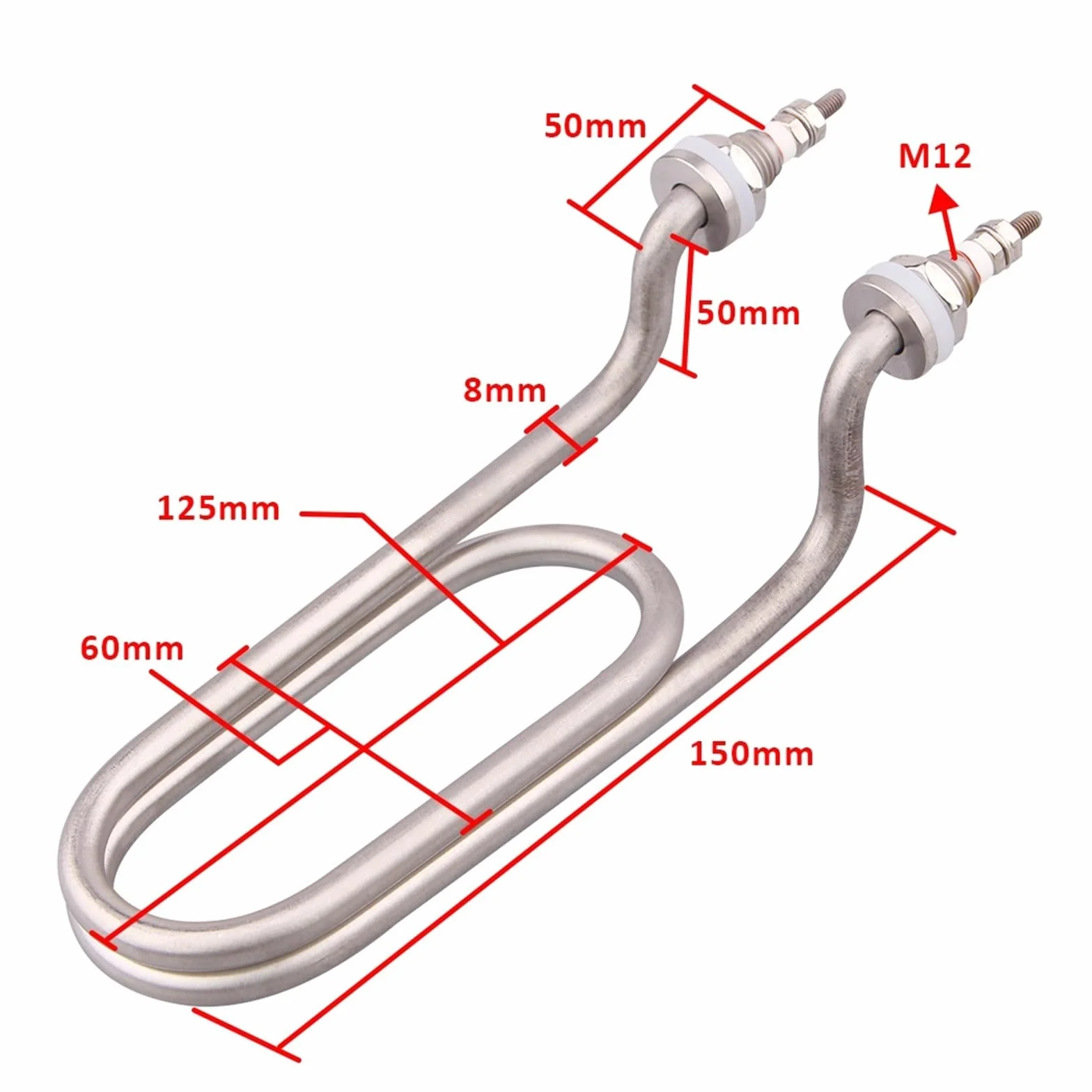DAVBIR 110v 950w Autoklaw Zginany element grzejny M12 Grzałka gwintu do sterylizacji Stal nierdzewna 304 240V 900W perfection (Size : 110v 950w)