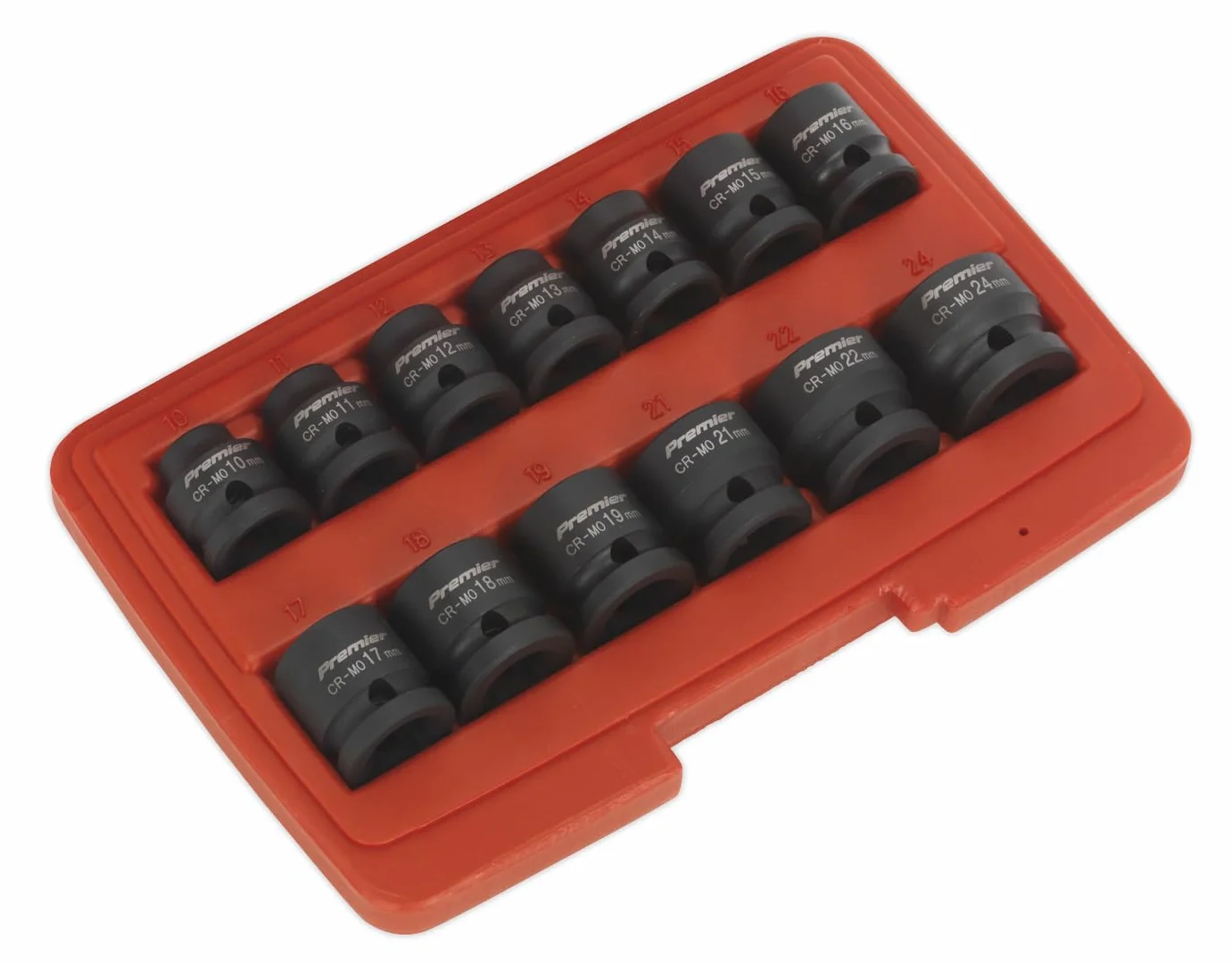 Sealey Ak5613lp Low Profile métrique Douille à impact avec 1/5,1 cm SQ Drive, Rouge, Lot de 13