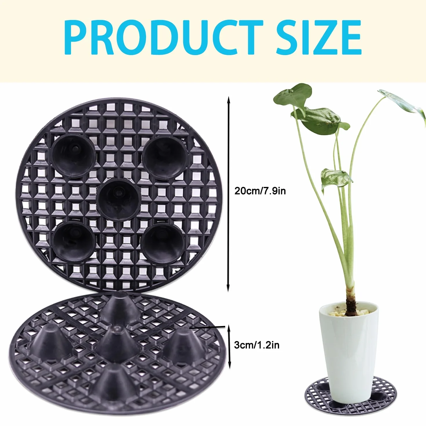 Okrągły podkład pod doniczki 20 cm 4 szt siatka drenażowa