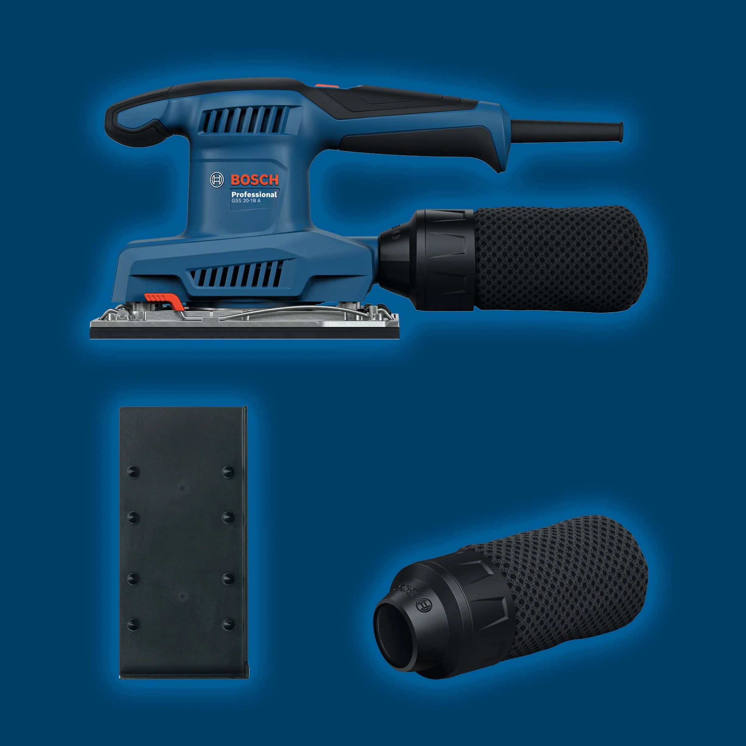 Bosch Professional Sieciowa szlifierka oscylacyjna GSS 20-18 A (worek na pył, płyta dziurkująca)