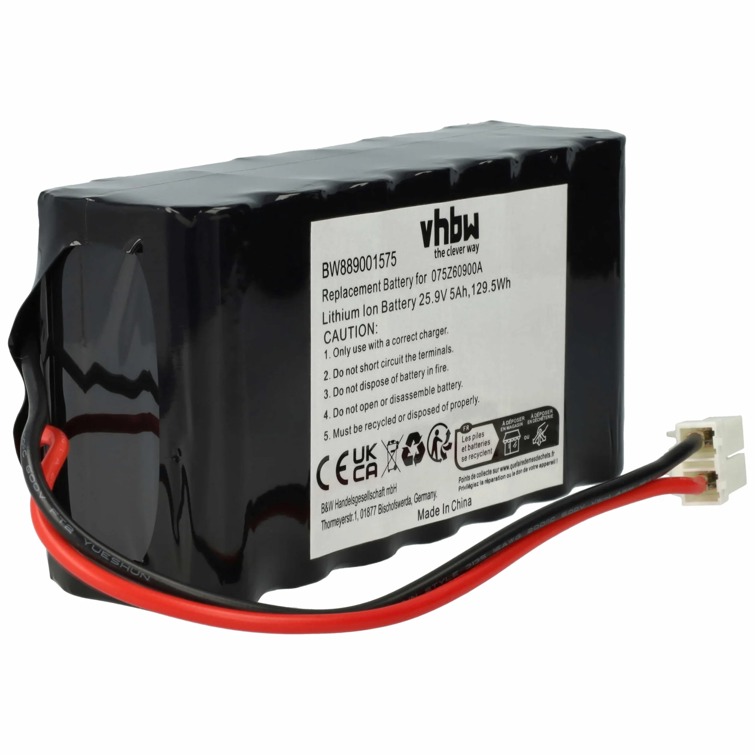 vhbw Zamiennik akumulatora do Ambrogio 050Z36600A, 050Z38600A, 075Z60900A do kosiarek (5000 mAh, 25,9 V, litowo-jonowy)