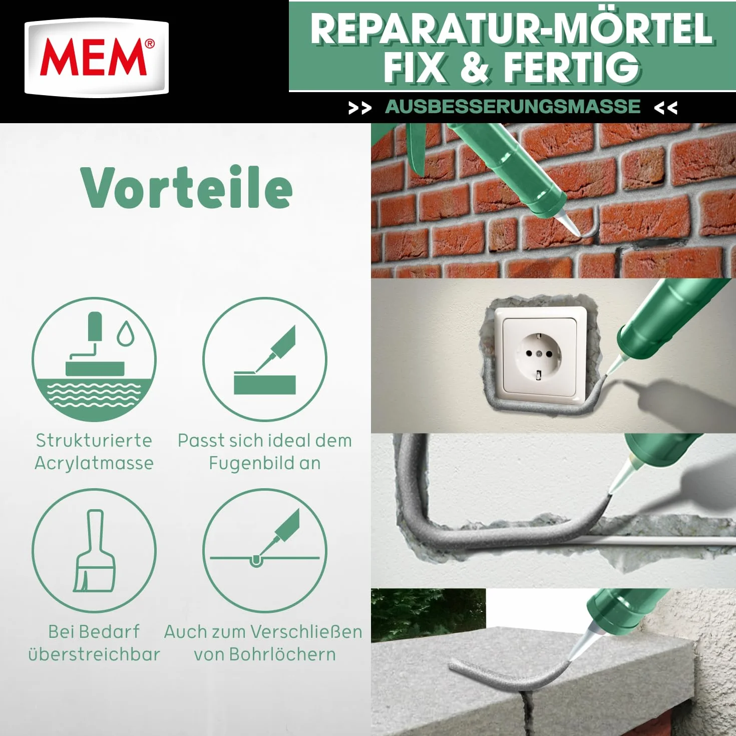Mem Fix & Ready Zaprawa, Szary, 300 ml