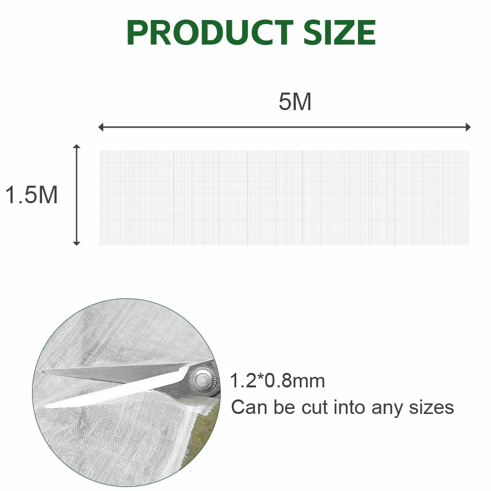 AOOWU siatka na warzywa 1,5x5M siatka chroniąca przed owadami i ptakami siatka ogrodowa ochronna