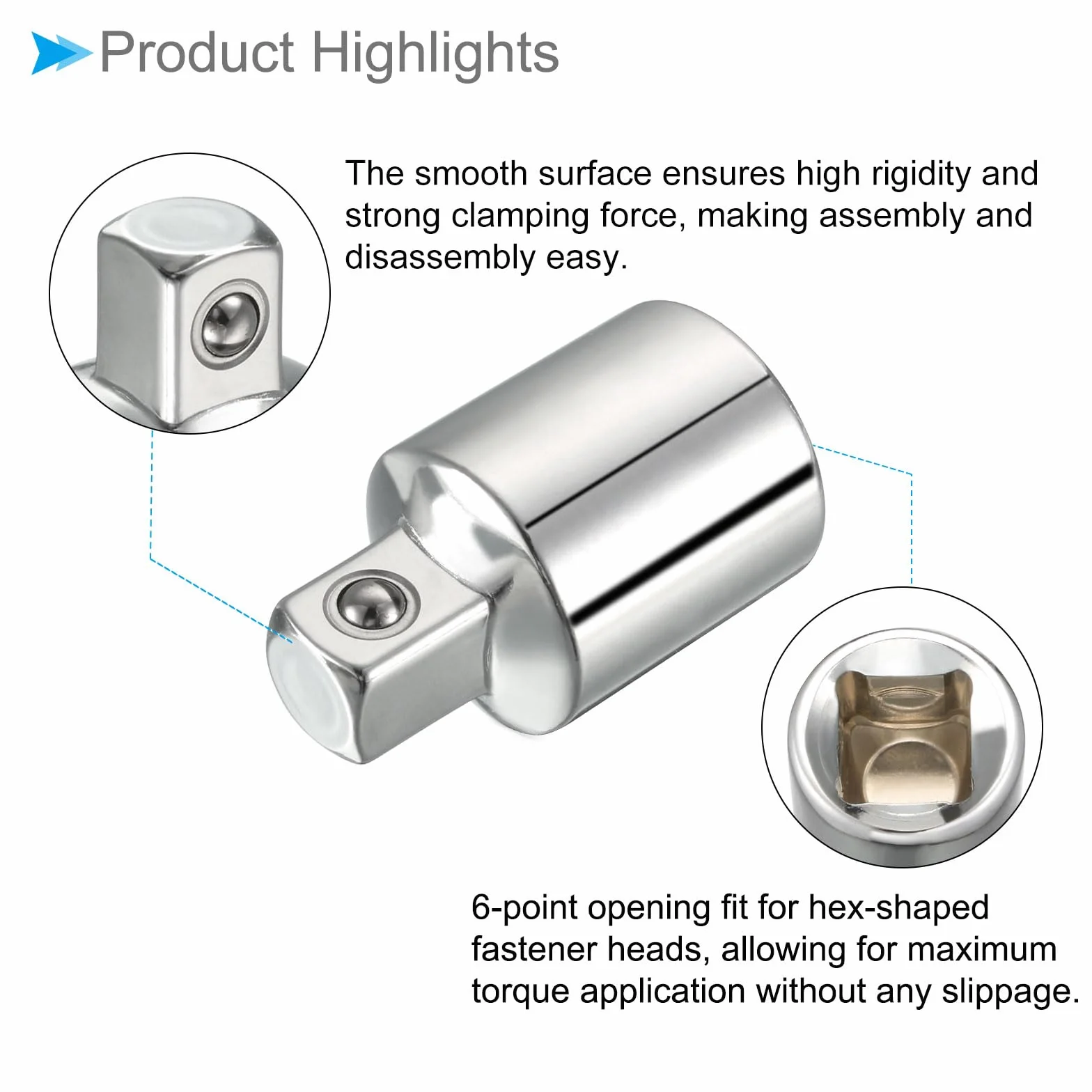 Adapter nasadowy udarowy, 1/2"F 3/8", M, reduktor kwadratowy Cr-V - (Zastosowania: klucz udarowy śrubokręt)