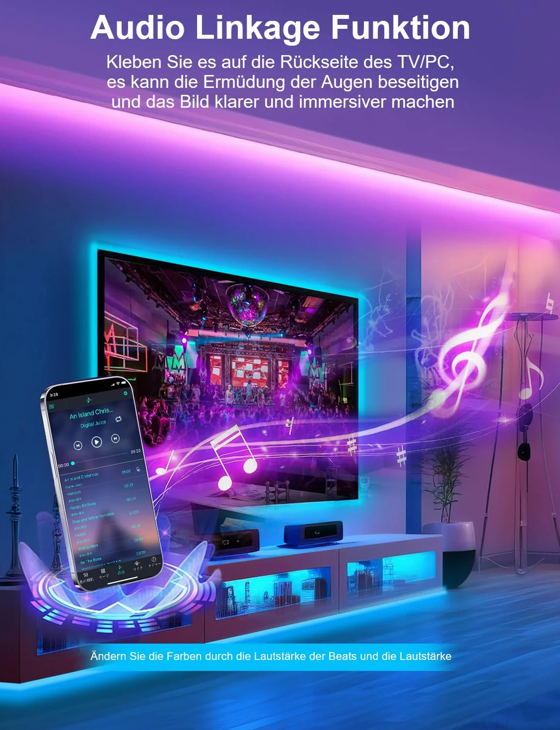 IKERY Taśma LED RGB, 20 m, zmiana kolorów, 16 milionów kolorów, synchronizacja z muzyką, z pilotem zdalnego sterowania, sterowanie za pomocą aplikacji, taśma LED do wnętrz, sypialni, dekoracja (1