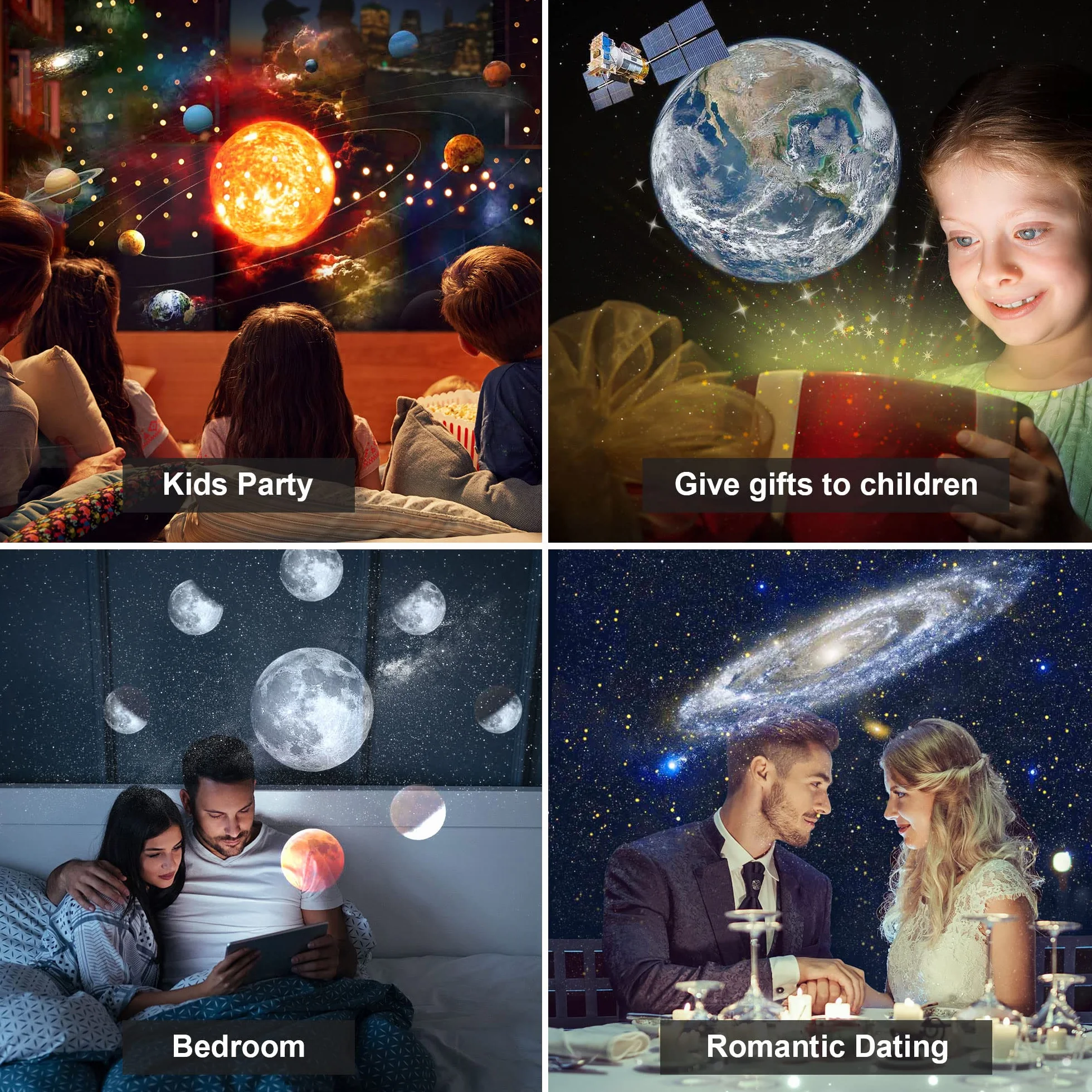 Mexllex Projektor gwiaździstego nieba do sypialni i imprez, 13 planet, LED