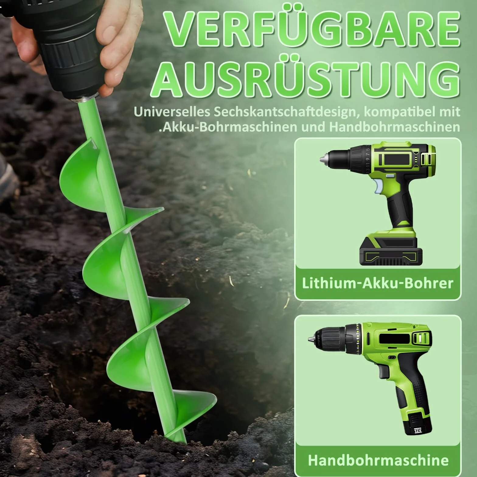 wiertło ogrodowe ZENIX 40 × 450 + 100 × 400 mm do wkrętarki akumulatorowej