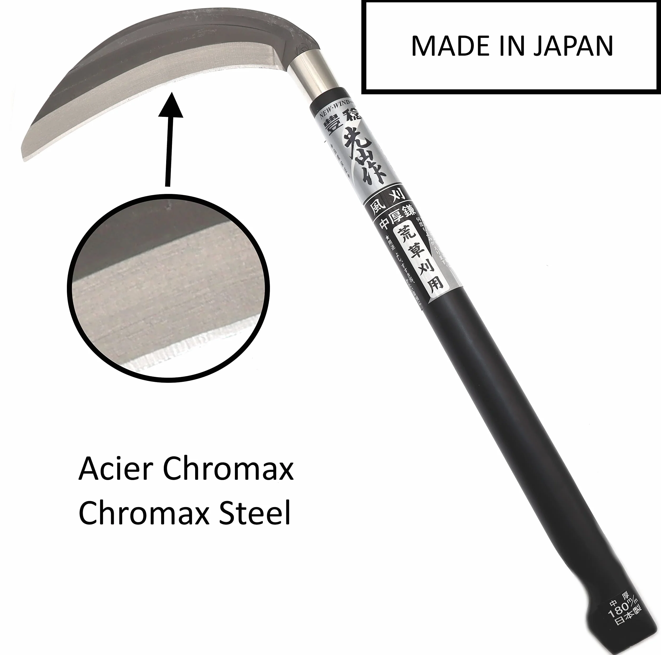 Ręczny Sierp Japońskie Stalowe Ostrze Chromax do Koszenia Trawy Narzędzie Ogrodnicze Made in Japan