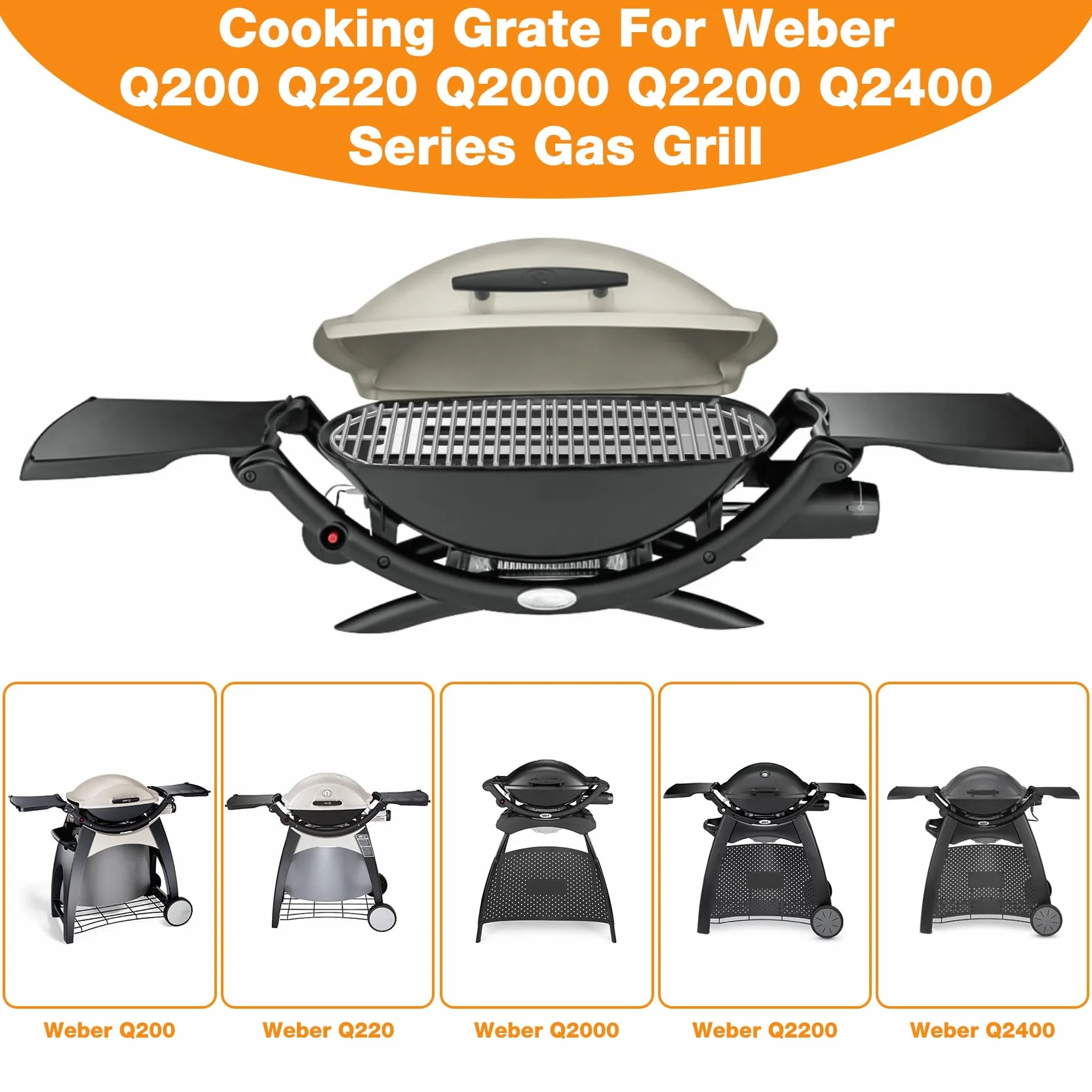 Onlyfire Zapasowy ruszt do grillowania ze stali nierdzewnej 54,6 x 38,5 cm do Weber Q200 Q220 Q2000 Q2400