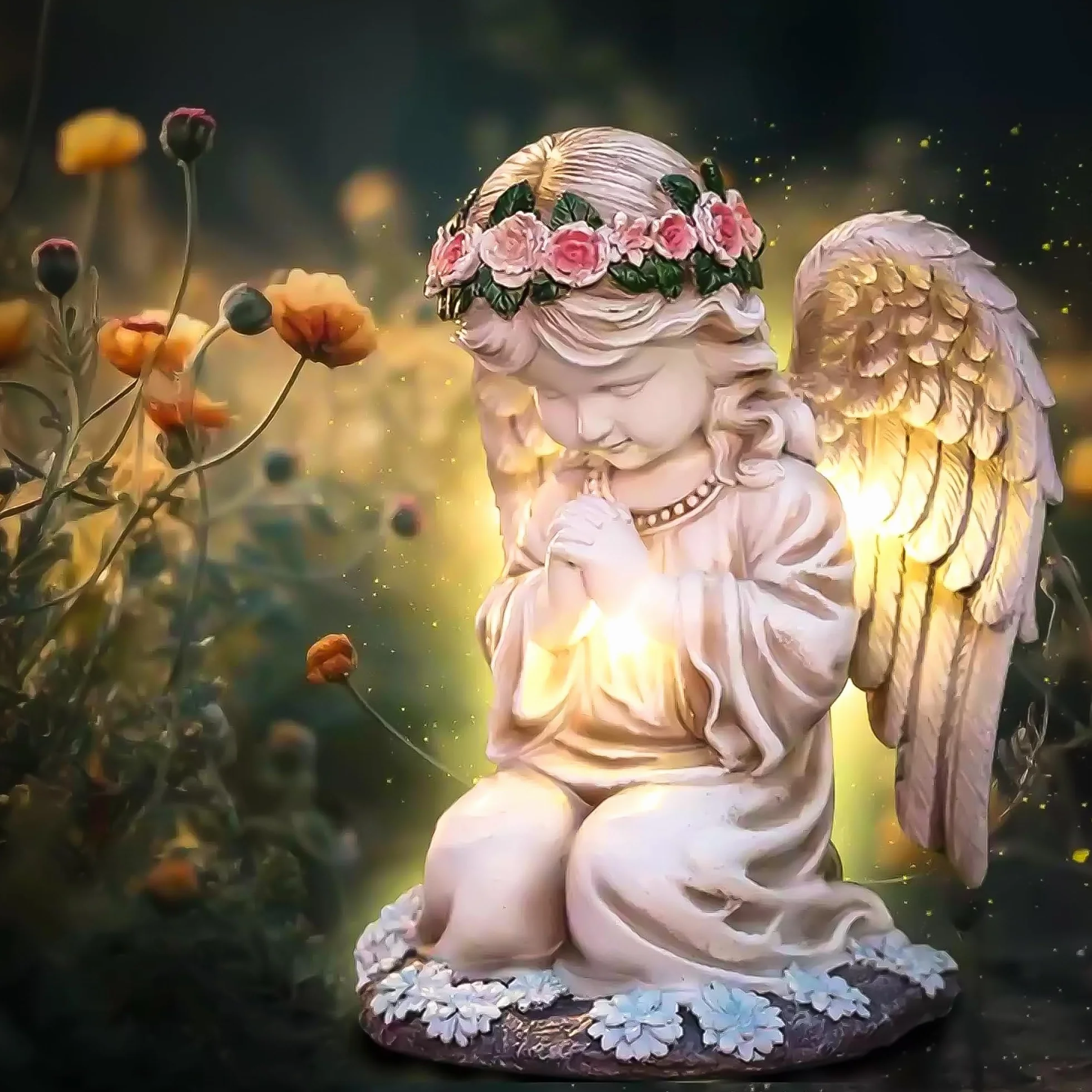Solarne posągi aniołów ogrodowych LED Fairy, odporna na warunki atmosferyczne figurka anioła na cmentarz, rzeźba dekoracja trawnika