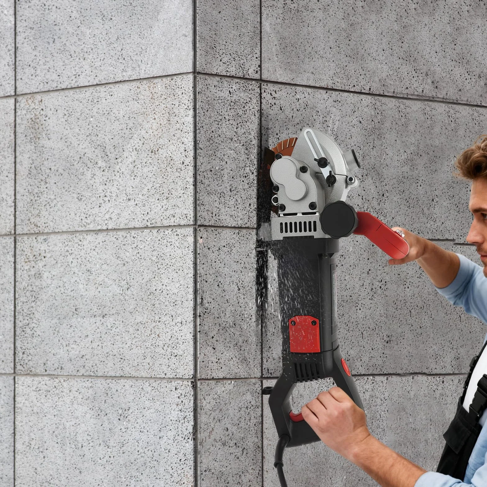 Bruzdownica szczelinowa 4800 W, tarcza tnąca Ø 133 mm, frez murowy 6200 obr./min, frez szczelinowy o głębokości 41 mm, elektryczna frezarka do ścian, do marmuru, granitu, betonu