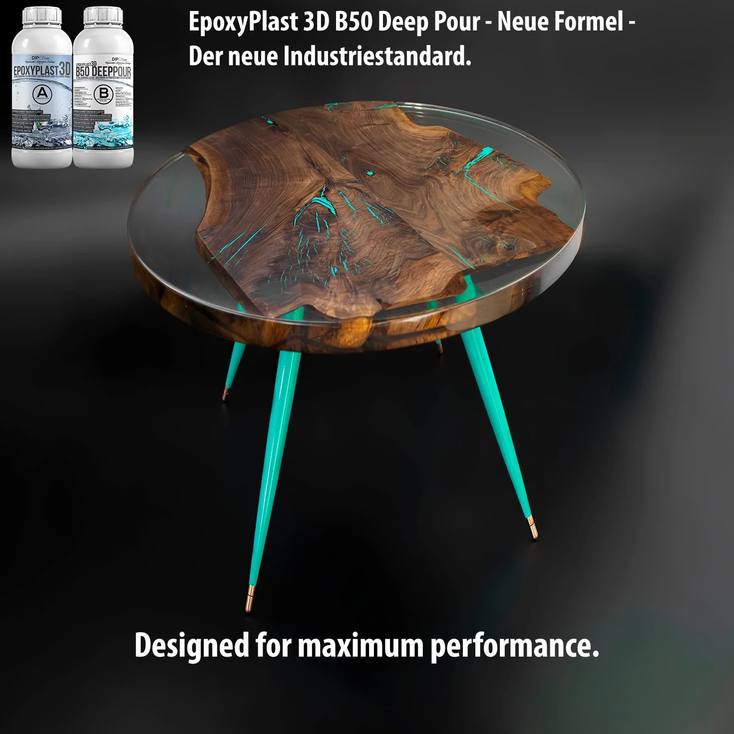 2,25 kg żywica epoksydowa 3D B50 DEEP POUR 5 cm (50 mm) wysokość odlewania dla rywertycznych I ultra diamentowa I maksymalna ochrona UV I żywica odlewnicza I przezroczysta I żywica epoksydowa I stół