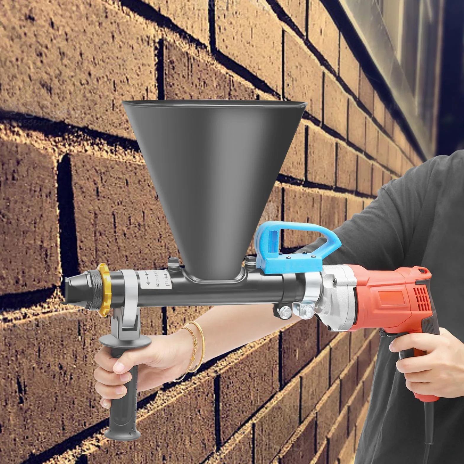 Elektryczny pistolet do fug 220 V, 700 W, przenośna, elektryczna prasa do zaprawy murarskiej, ergonomiczna konstrukcja, wymienne głowice, strzykawka do zaprawy do instalacji drzwi bezpieczeństwa