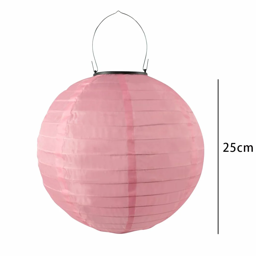 Lampiony solarne do użytku na zewnątrz, na baldachim, 2 sztuki, wodoszczelne, nylonowe, wiszące latarnie ogrodowe, 25 cm, oświetlenie solarne do ogrodu, na podwórko, taras, wesele, Halloween,