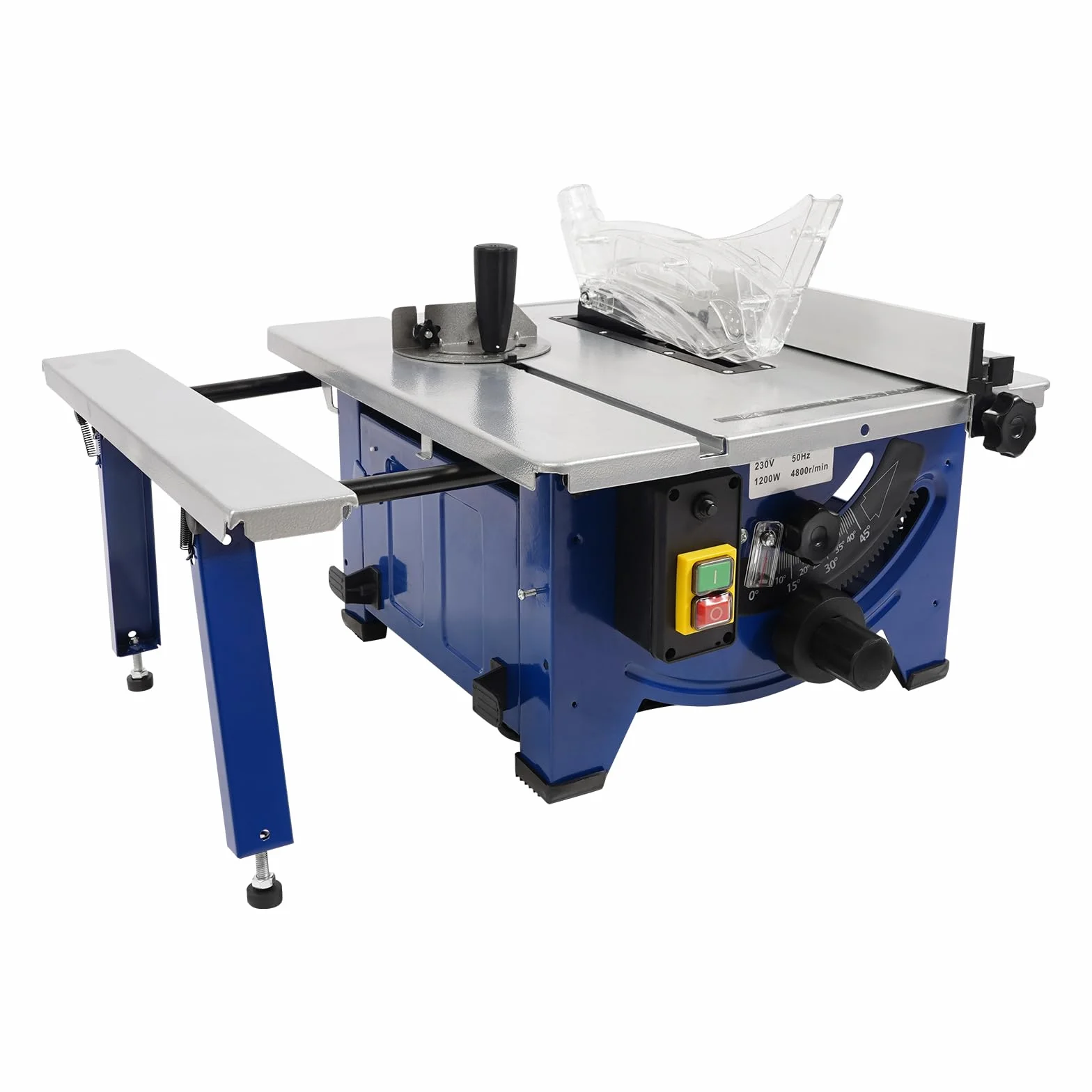Mini stołowa pilarka tarczowa 1200 W z 24-zębowym brzeszczotem, 4800 obr./min, głębokość cięcia 45 mm, regulowany kąt 0-45°, kompaktowa i przenośna – do drewna, akrylu i projektów "zrób to sam"