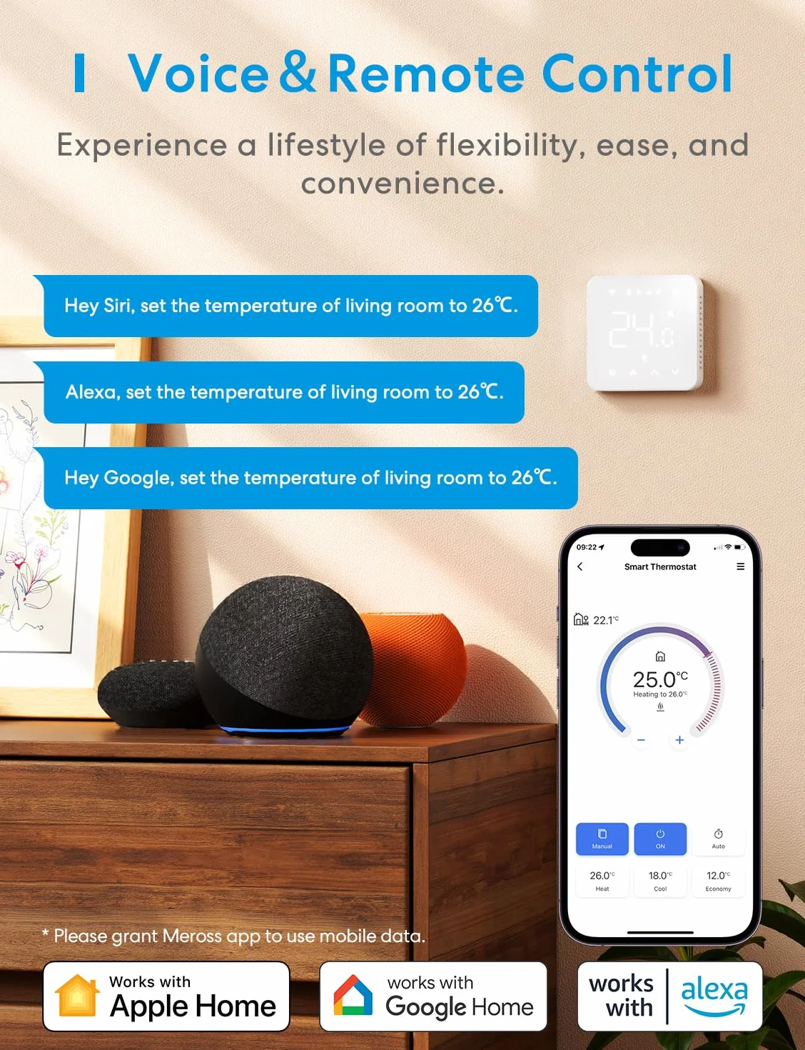 Inteligentny elektryczny termostat, ogrzewanie podłogowe WLAN, thermostat kompatybilny z HomeKit, Alexa i Google, sterowanie głosowe, harmonogram zdalnego sterowania, cyfrowy ekran dotykowy LED