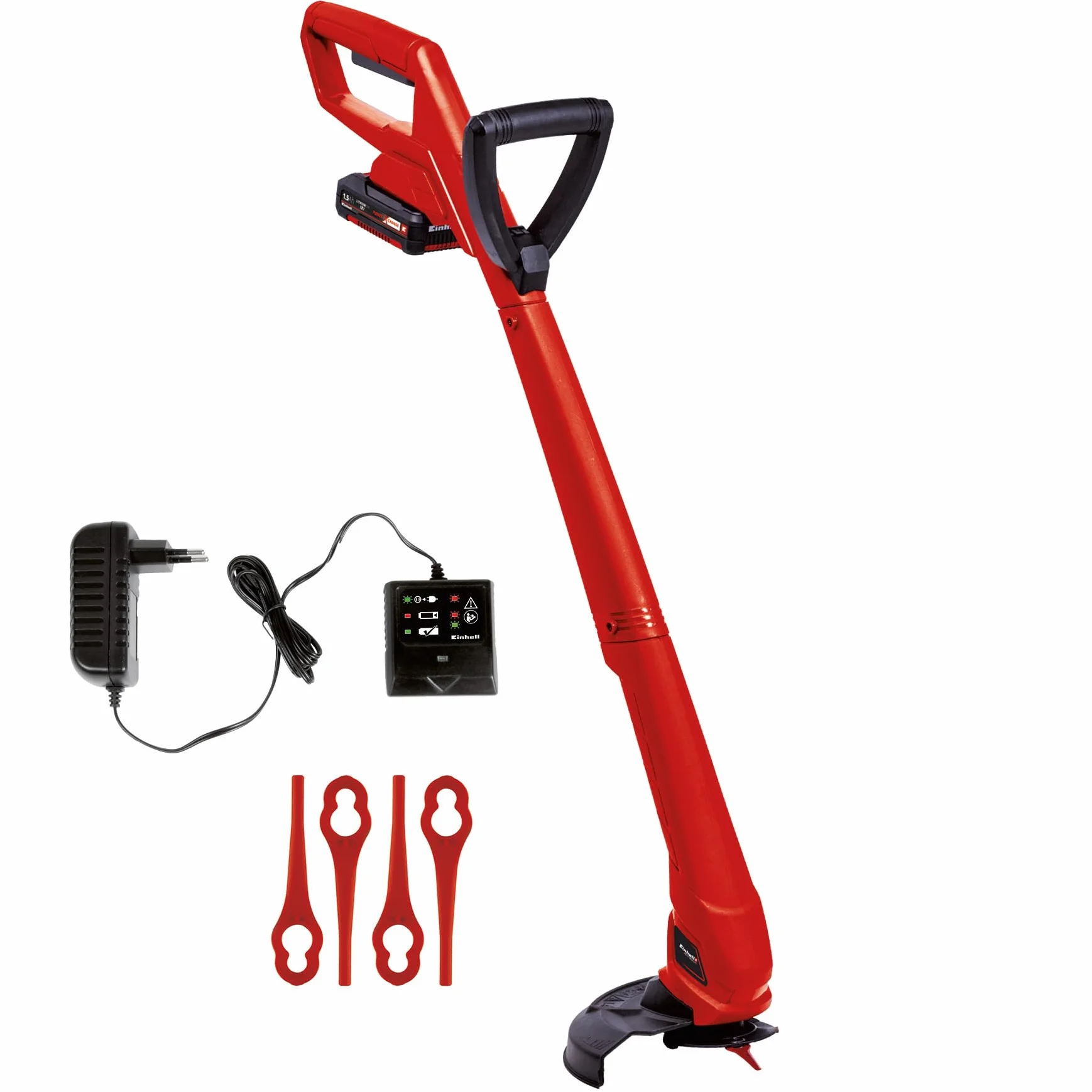 Einhell Podkaszarka akumulatorowa GC-CT 18/24 Li P Kit Power X-Change (Li-ion, 18 V, 8500 obr./min, szerokość cięcia 24 cm, w tym 20 ostrzy z tworzywa sztucznego, akumulator 1,5 Ah i ładowarka)