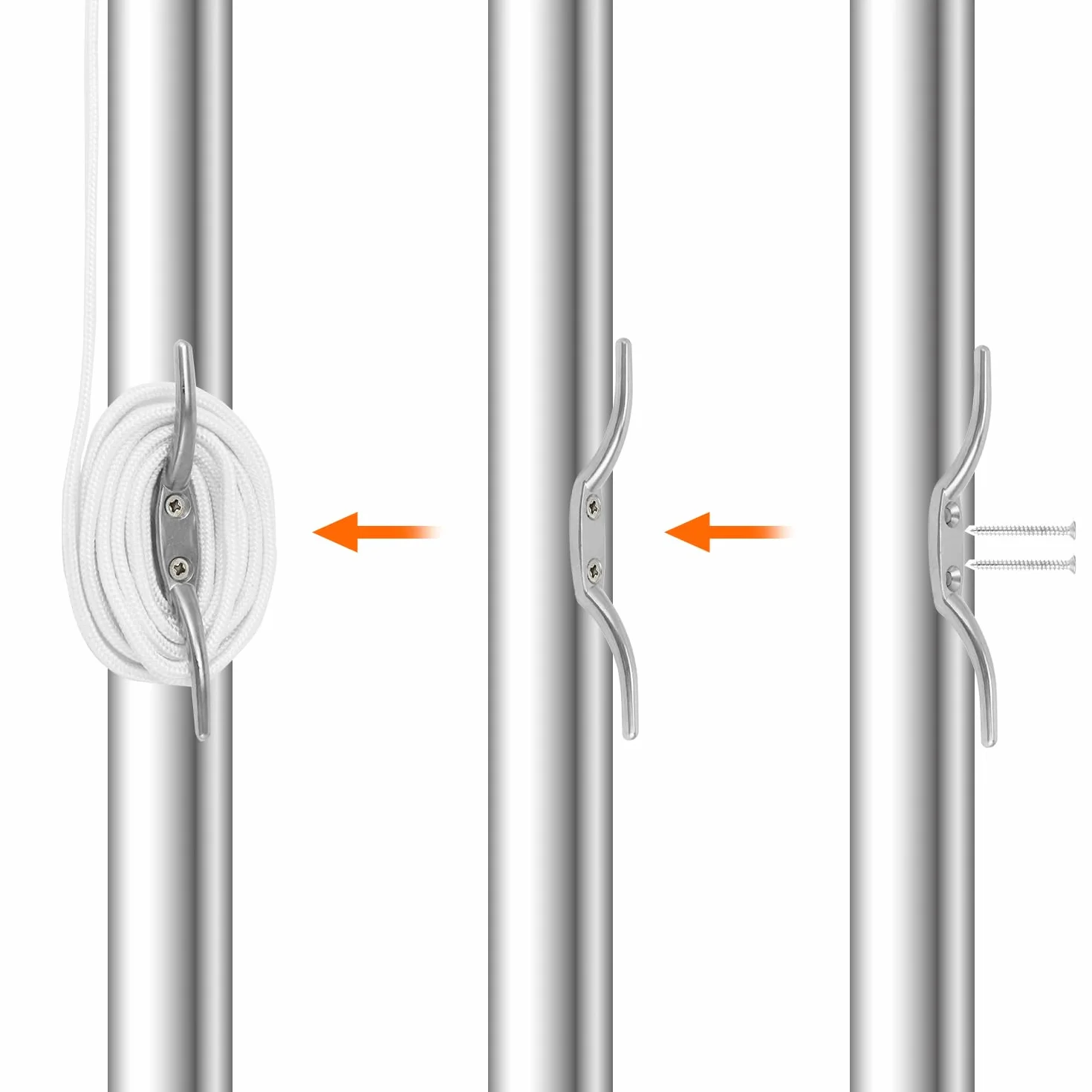 QWORK® Zestaw akcesoriów do masztu flagowego – elementy naprawcze wraz z nakładką z kołem pasowym, kulką, liną nylonową 15 m, karabińczykiem i płytą na buty