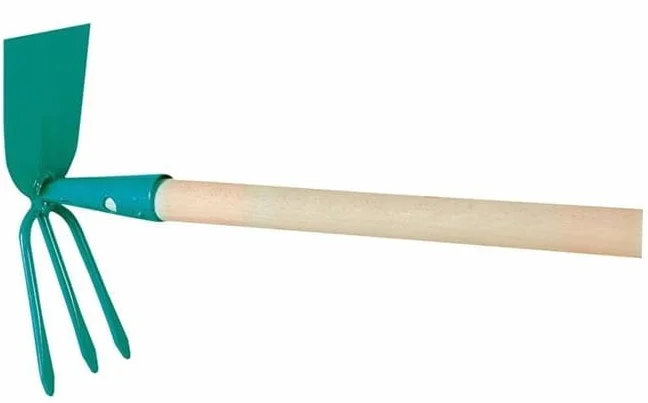Motyka ogrodowa podwójna motyka 3 zęby stal węglowa uchwyt drewniany 118 cm