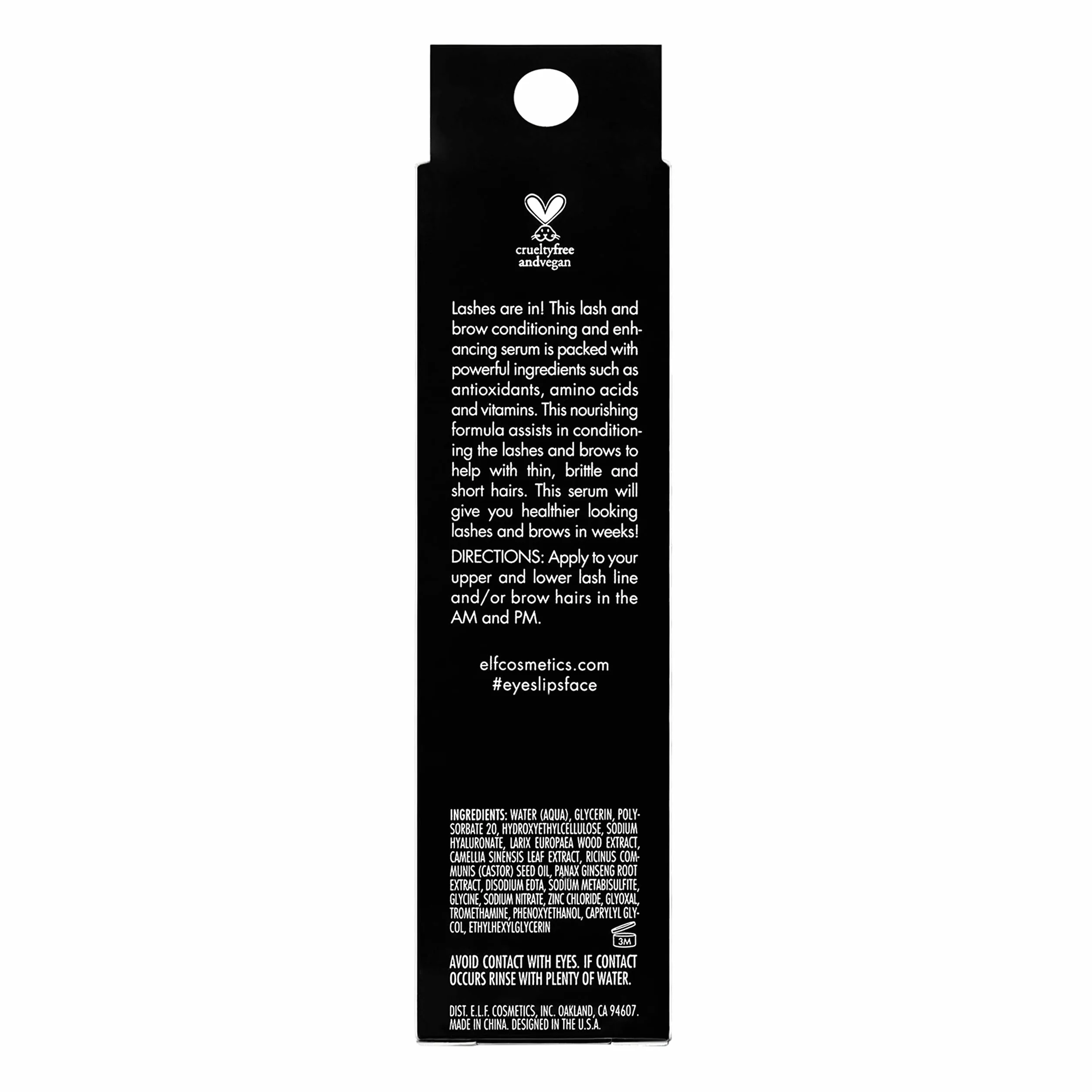 e.l.f. Serum do rzęs i brwi, wspomaga dłuższe rzęsy i brwi, formuła pielęgnacyjna, wegańska i nietestowana na zwierzętach, 3,5 ml