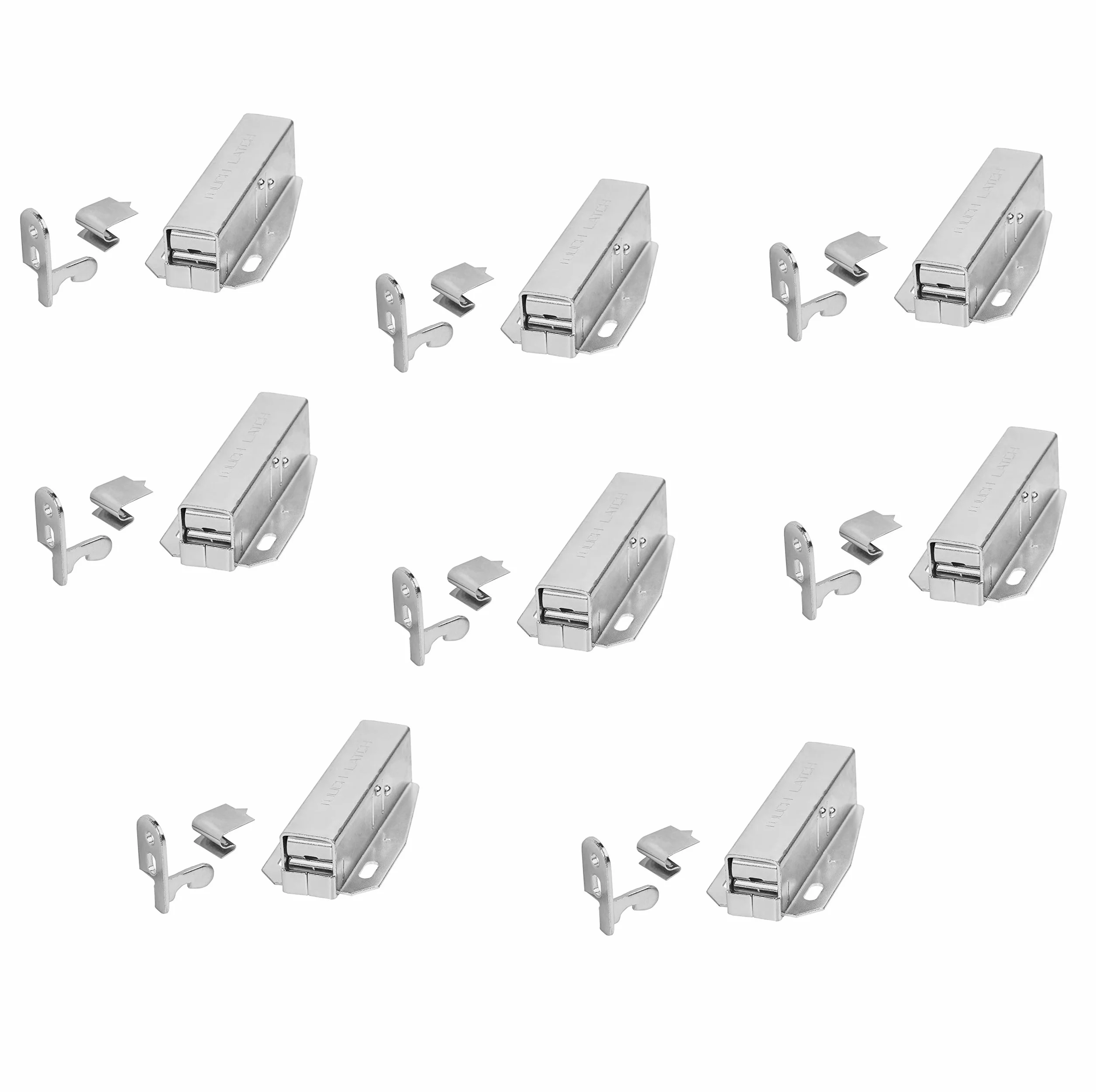Gedotec Automatyczne zatrzaski sprężynowe do drzwi, zamknięcie zatrzaskowe, zatrzask do mebli, metalowy, ocynkowany na wysoki połysk, 8 sztuk – zamknięcie sprężynowe Push-to-Open z odpowiednikiem