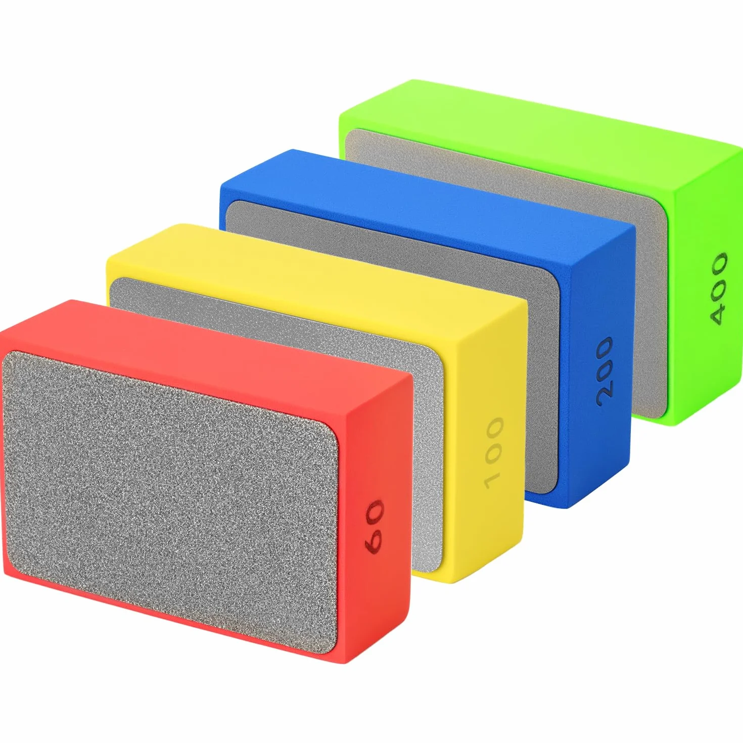 QWORK® Zestaw 4 podkładek polerskich do ręcznego polerowania, ziarnistość 60#, 100#, 200#, 400#, do płytek, granitu, marmuru, ceramiki