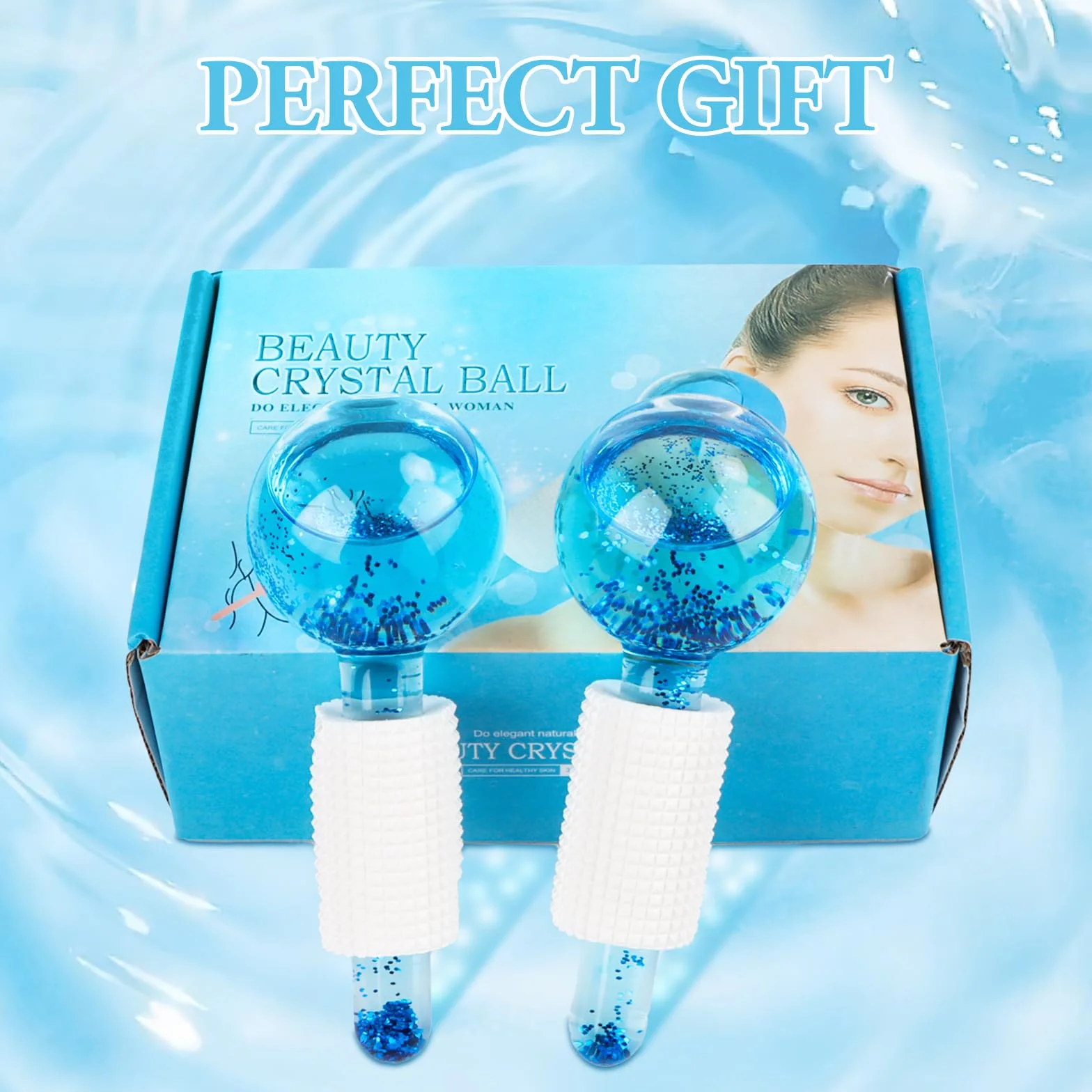 Facial Ice Globes, wałek do masażu twarzy, chłodzące kule do masażu twarzy do zimnej skóry, ujędrniają skórę, redukują obrzęki i cienie pod oczami