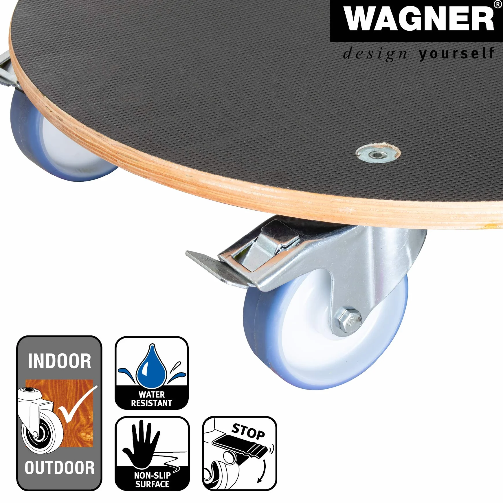 Wagner Multiroller Maxigrip Podstawka na Kółkach Brązowa 58 x 14,5 cm