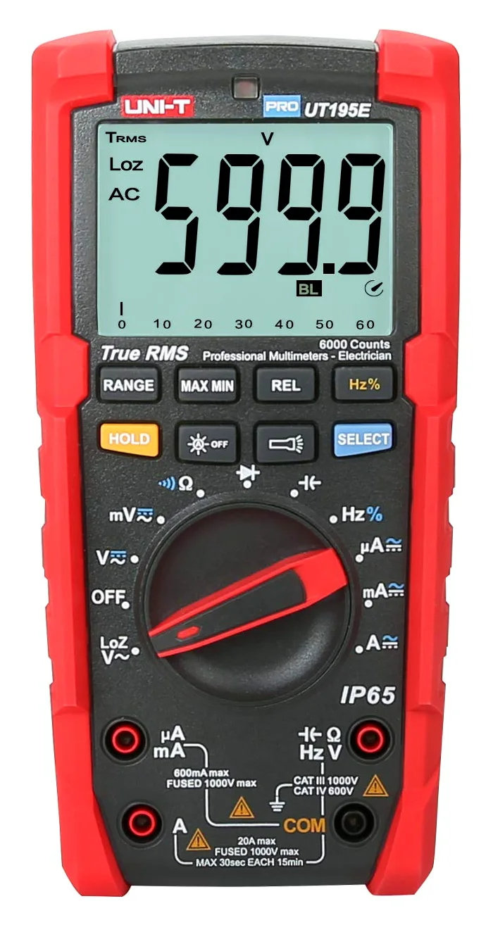 UNI-T UT195 Series UT195E/UT195M/UT195DS Handheld Industrial Digital multimeters IP65 and 2m Drop Proof
