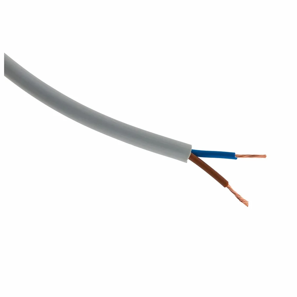 Zenitech - Przewód Zasilający H05VV-F 2x 1.5mm² - Płaska Struktura - Do Użytku Wewnętrznego - Izolacja PVC - Do Urządzeń Domowych i Połączeń Domowych - 25m - Szary