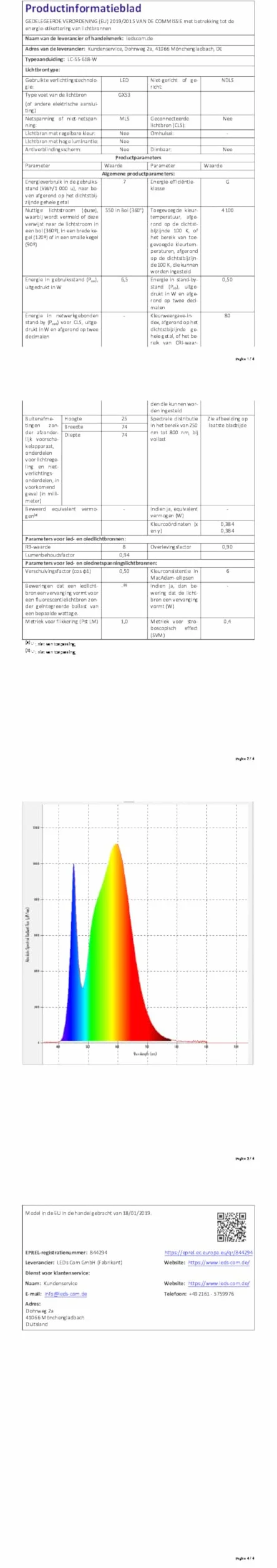 ledscom.de 3 sztuki żarówek LED GX53, białe (4100 K), 6,5 W, 550 lm, 3-stopniowy ściemniacz, matowe