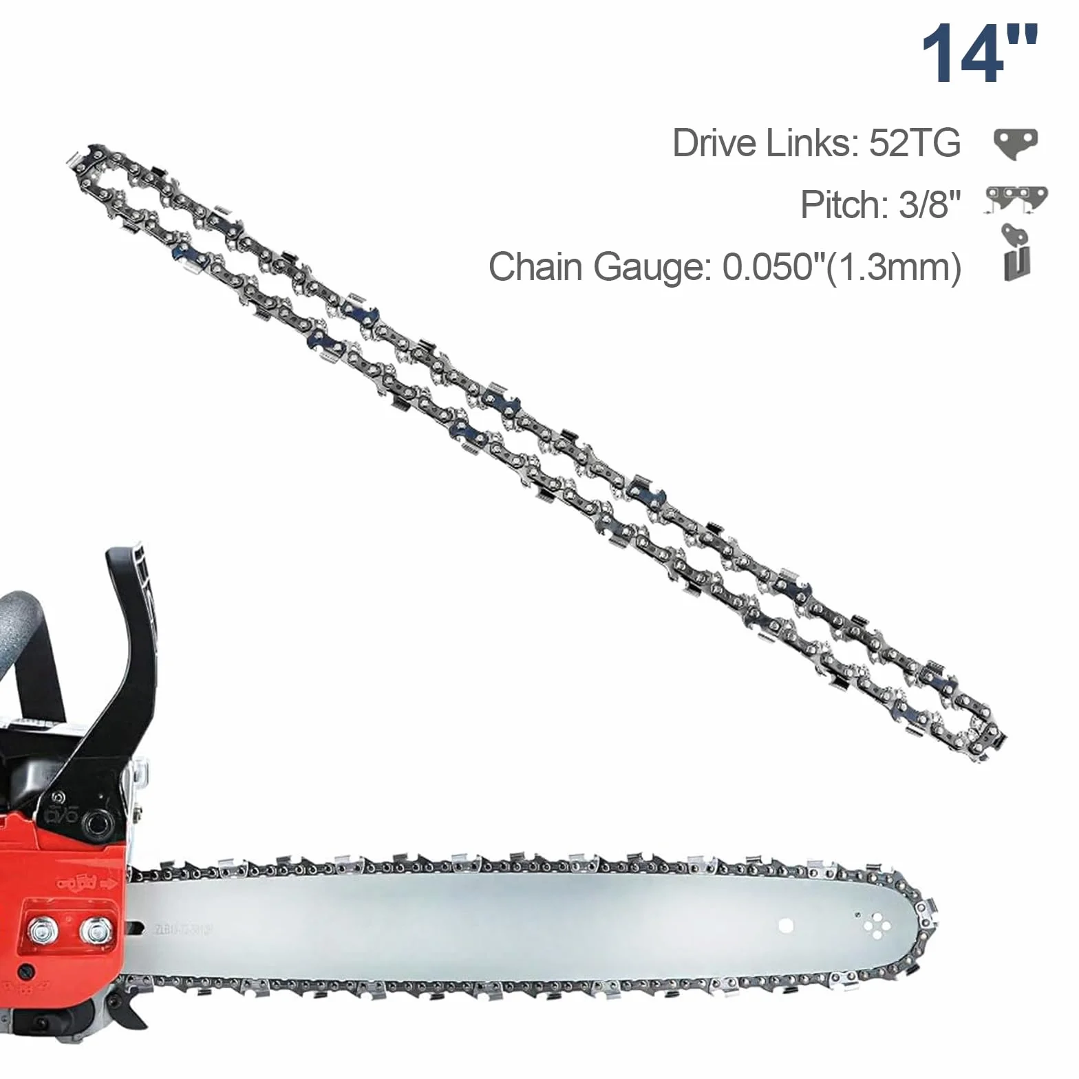 Zestaw 4 łańcuchów do piły 3/8" 1,3 mm 52 TG 35 cm, kompatybilne z AKE 35 S, DUC353