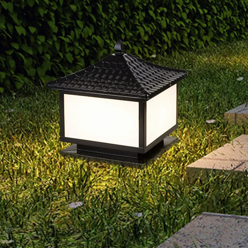 Złote lampy ogrodowe, oświetlenie ścieżki, odporne na warunki atmosferyczne oświetlenie zewnętrzne, antyczne oświetlenie kolumn zewnętrznych, wodoodporne oświetlenie słupków z podstawą do montażu na
