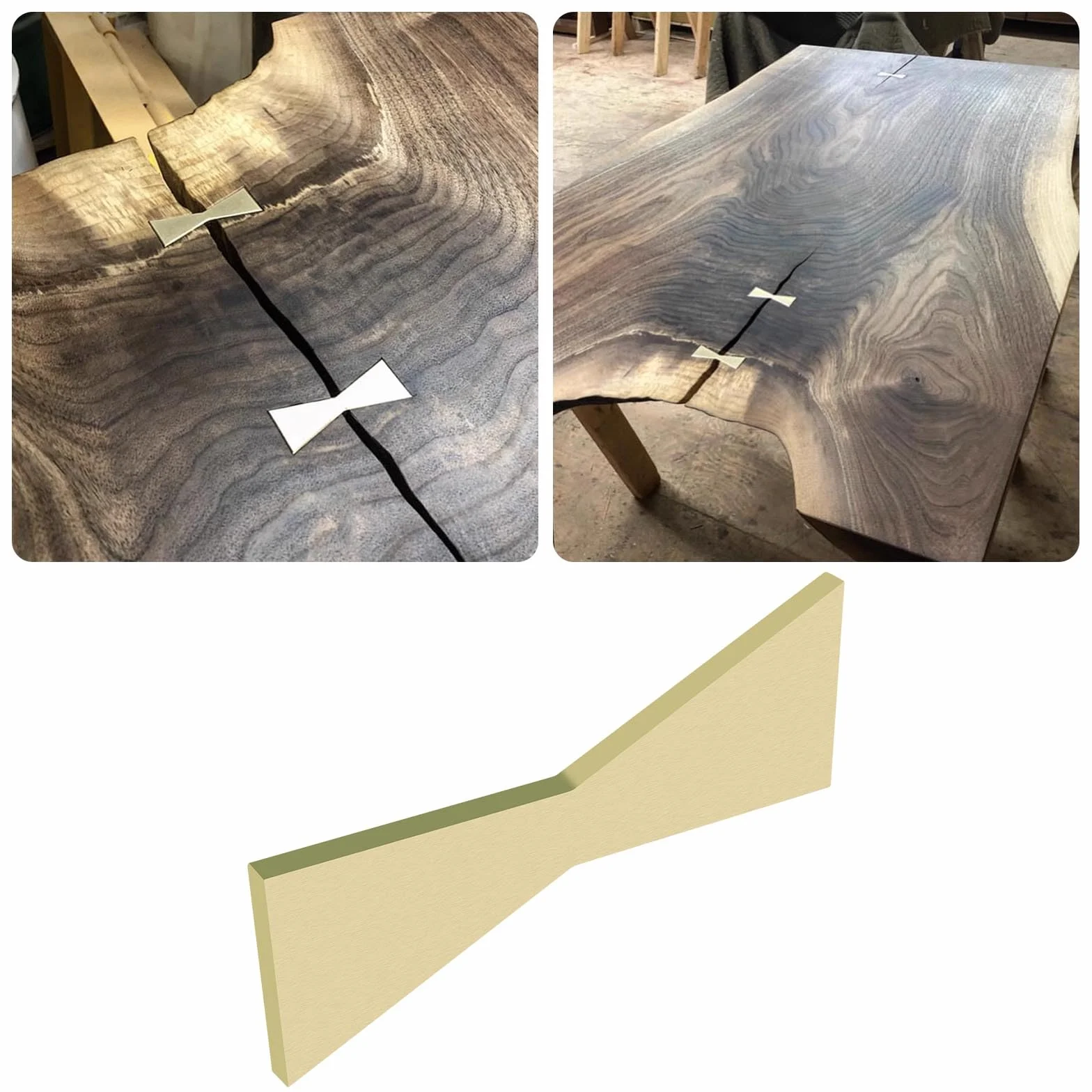 Create idea Muszka z litego mosiądzu, 100 mm x 38 mm x 4 mm, drewniana muszka do cięcia rowków, profesjonalna wkładka motylkowa, wkładka motyla, do wkładania muszki, do obróbki drewna