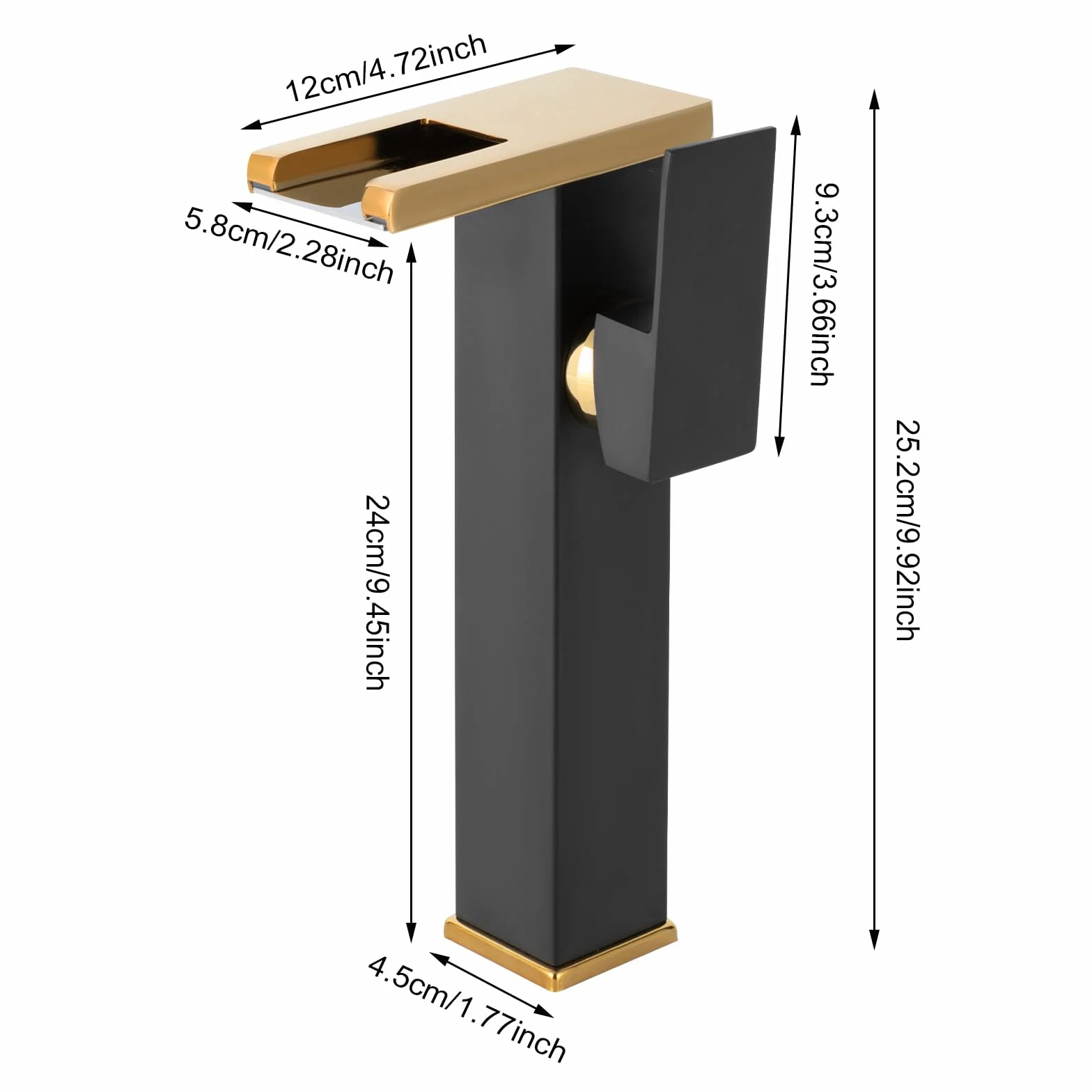 Armatura umywalkowa LED, armatura umywalkowa, armatura wodospadowa, wysoka bateria łazienkowa G3/8 wodospad (czarna)