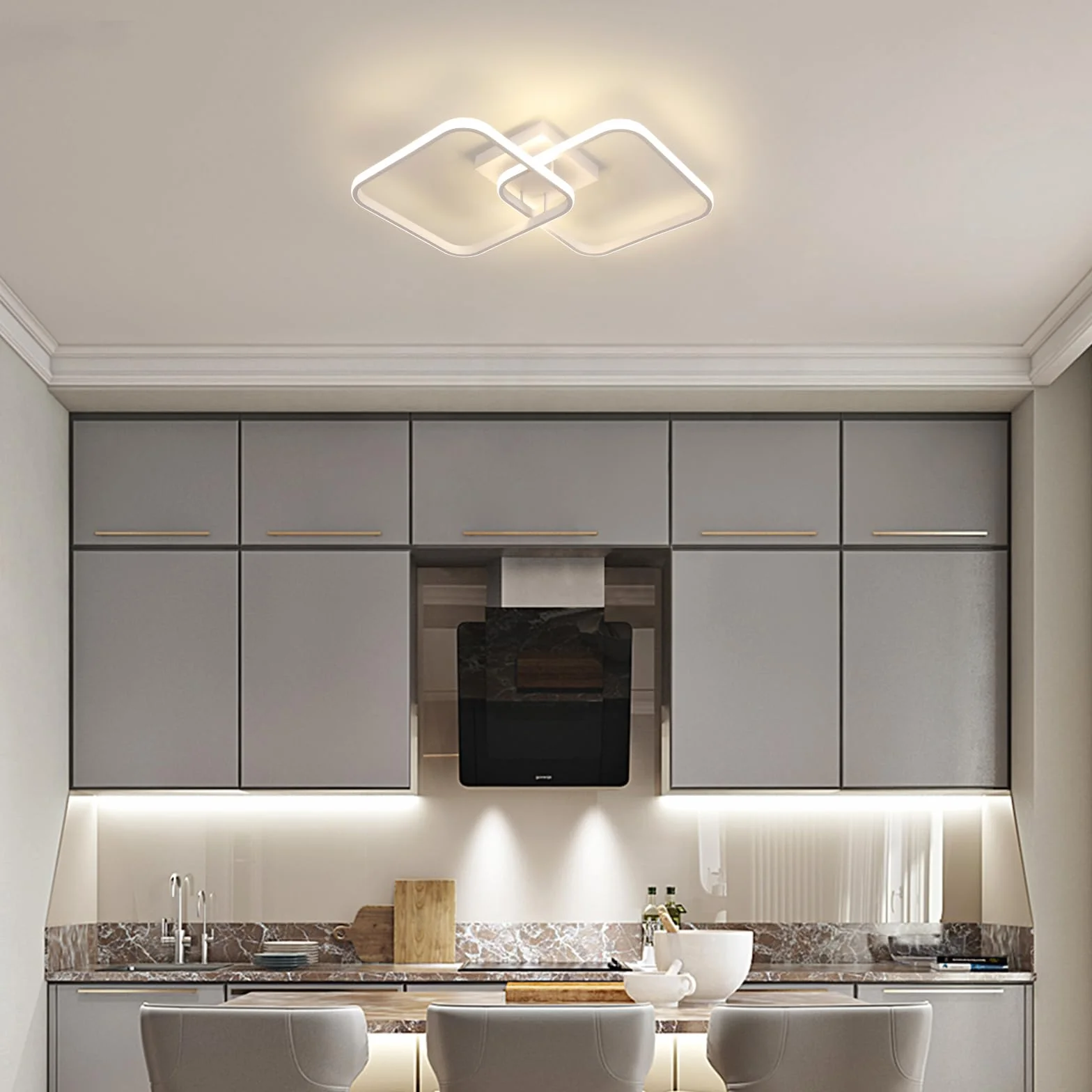 Comely Plafon LED 42W 4725LM, Kwadratowa Oprawa Sufitowa Światło Naturalne 4500K, Nowoczesny Akrylowy Plafon Salonowy Do Salonu Sypialni Kuchni Korytarza Łazienki, 64cm, Biały