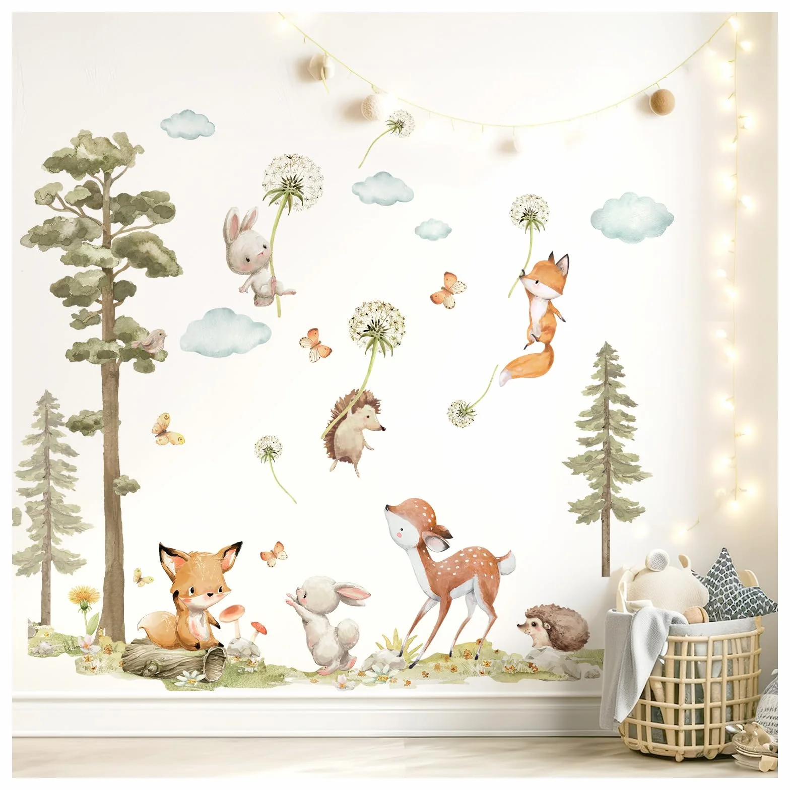 Little Deco Tatuaż ścienny, zwierzęta leśne, lis i jeleń DL5072 XXL