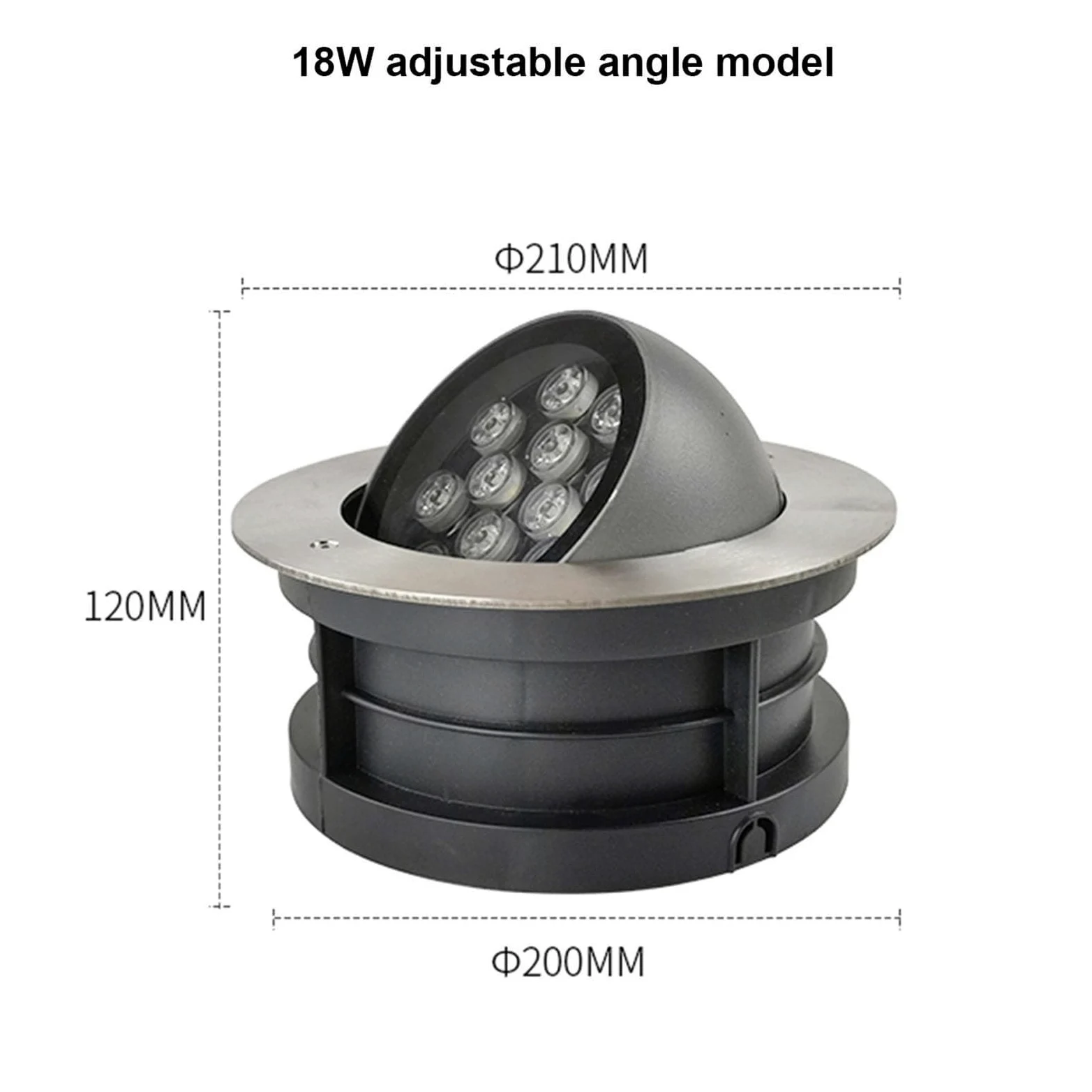 oświetlenie zewnętrzne, Wodoodporne lampy ogrodowe IP67 do wkopywania w ziemię, regulowane pod kątem, okrągłe, wpuszczane ze stali nierdzewnej(Red,9W (85 265V))