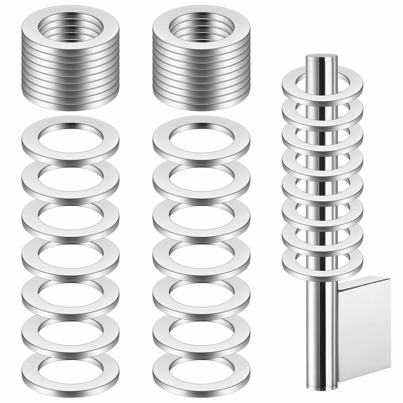 Zestaw 40 Podkładek do Zawiasów, Pierścień montażowy drzwi pokojowych, Ø 10mm x 15mm, Podkładki Stalowe do Drzwi Standardowych, Akcesoria Montażowe