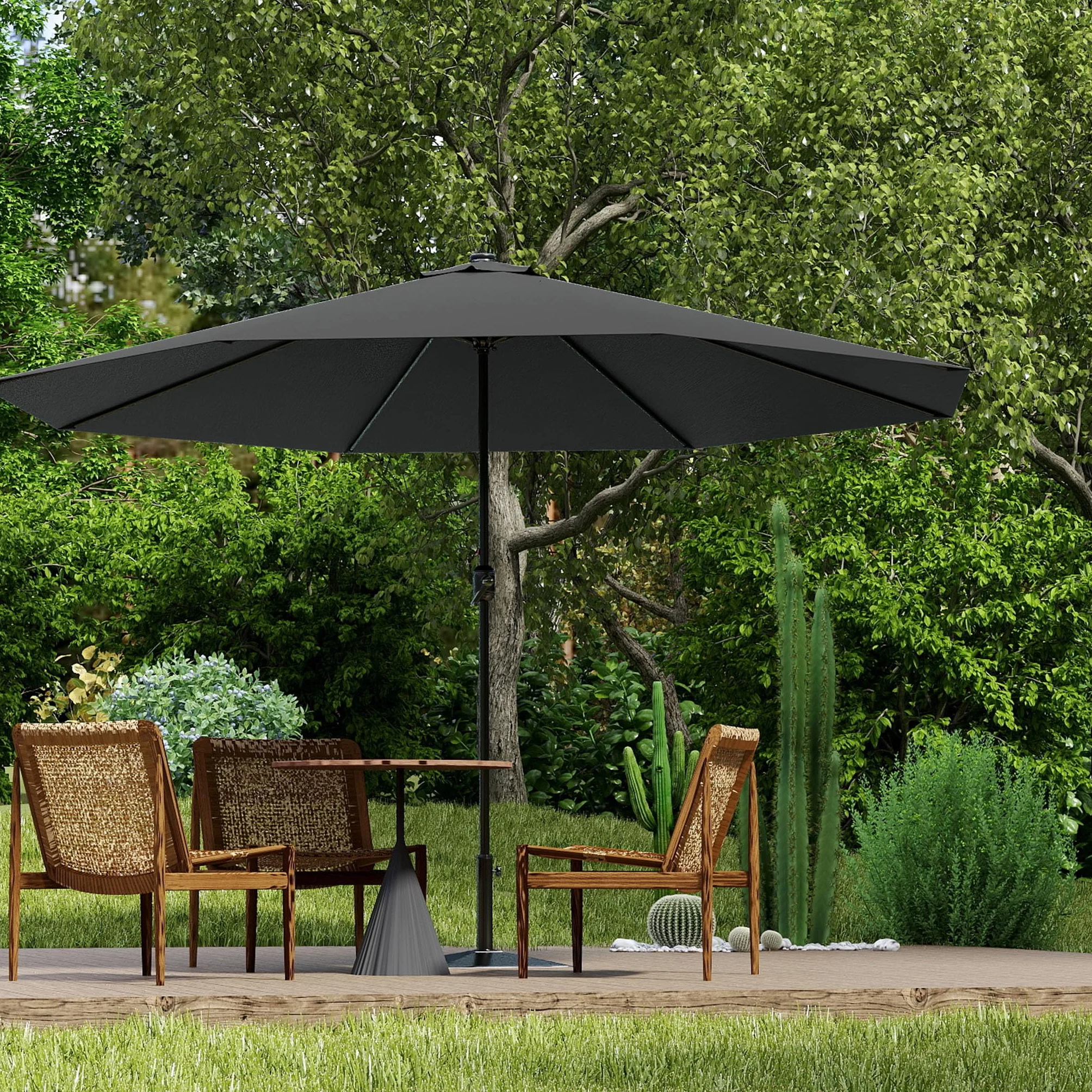 UISEBRT 350 cm, aluminiowy parasol przeciwsłoneczny z korbą ręczną, ochrona przed promieniowaniem UV 40+, na taras, do ogrodu, na taras (350 cm, ciemnoszary)