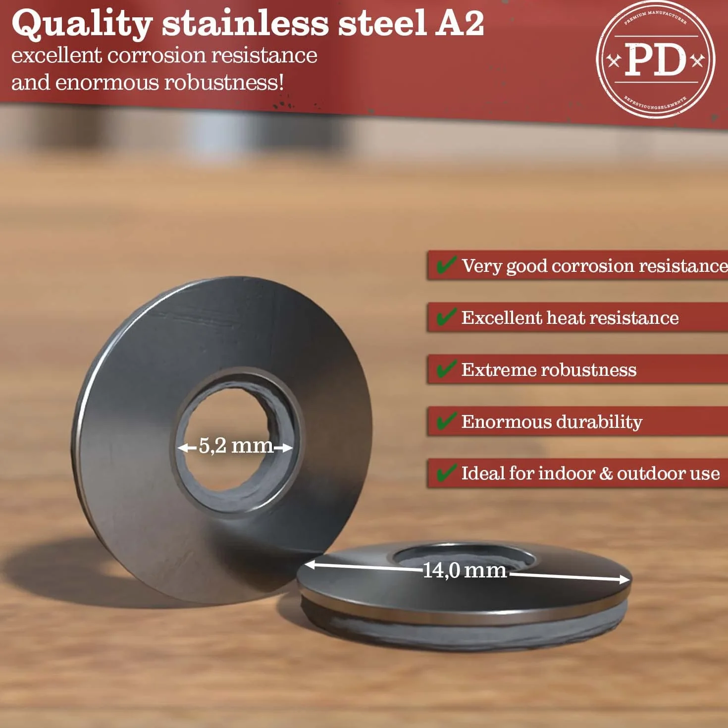 PD Podkładki M6 z uszczelką EPDM (6,8 x 16 mm) | Podkładki uszczelniające do śrub ze stali nierdzewnej A2 V2A | Do hydrauliki, wiertarki i wieczności | 50 sztuk