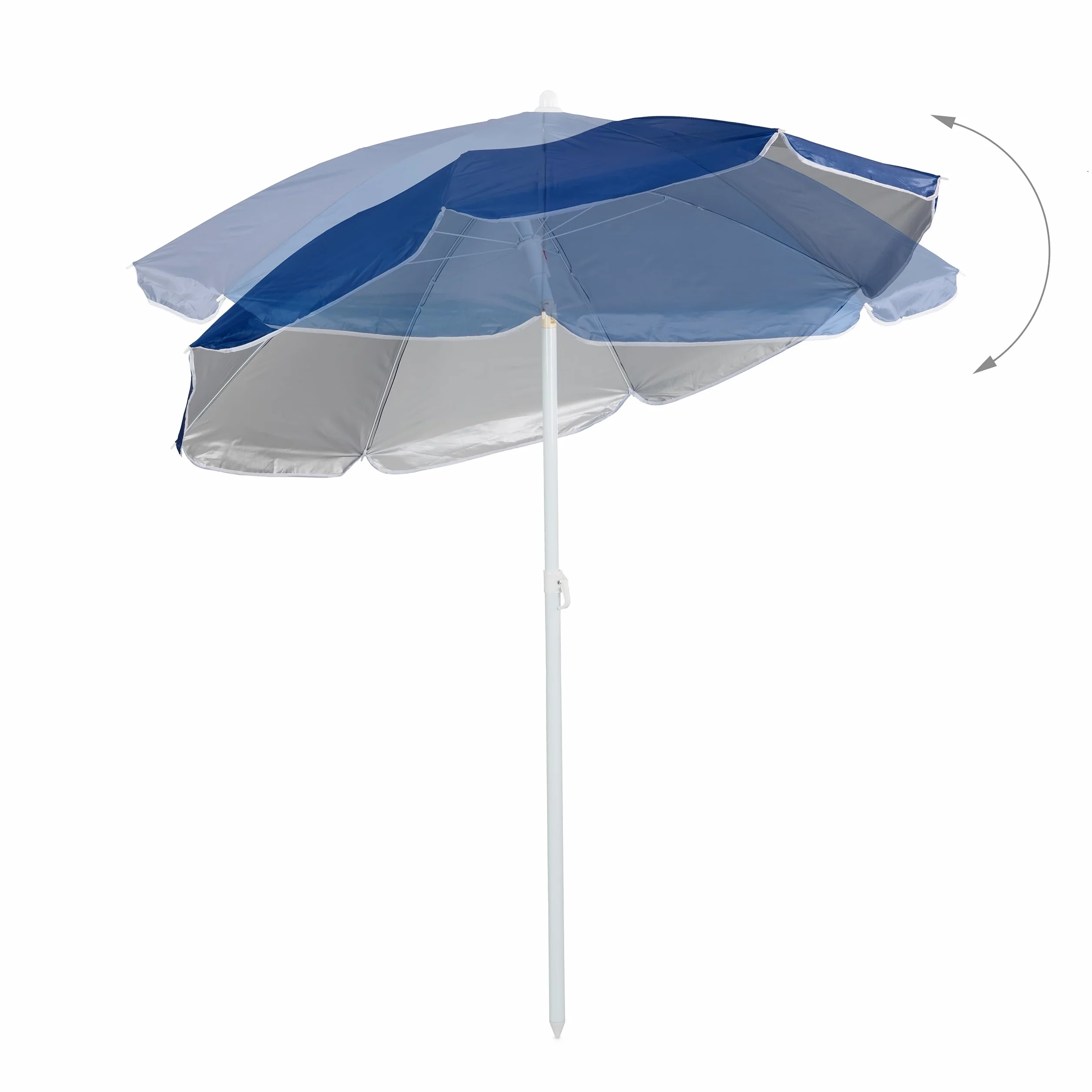 Relaxdays Parasol przeciwsłoneczny, Ø 160 cm, zginany, z regulacją wysokości, ochrona UV, parasol plażowy z torbą, na plażę i balkon, niebieski